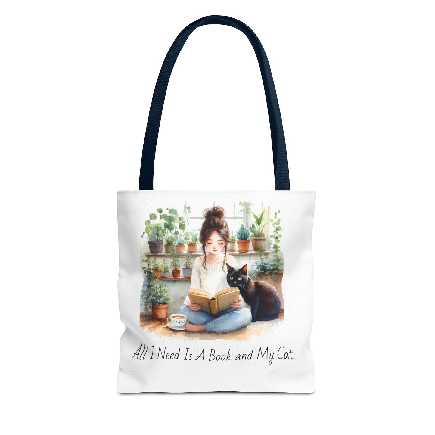 Cat Lover's Tote Bag, Bookworm Gift, Cozy Reading Accessory, Plant Lover's Bag, Perfect Gift for Cat Moms