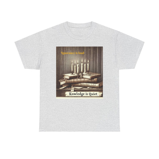 Books & Candles Tee | Knowledge is Quiet Graphic T-Shirt, Literary Gift, Book Lover Apparel, Cozy Casual Wear