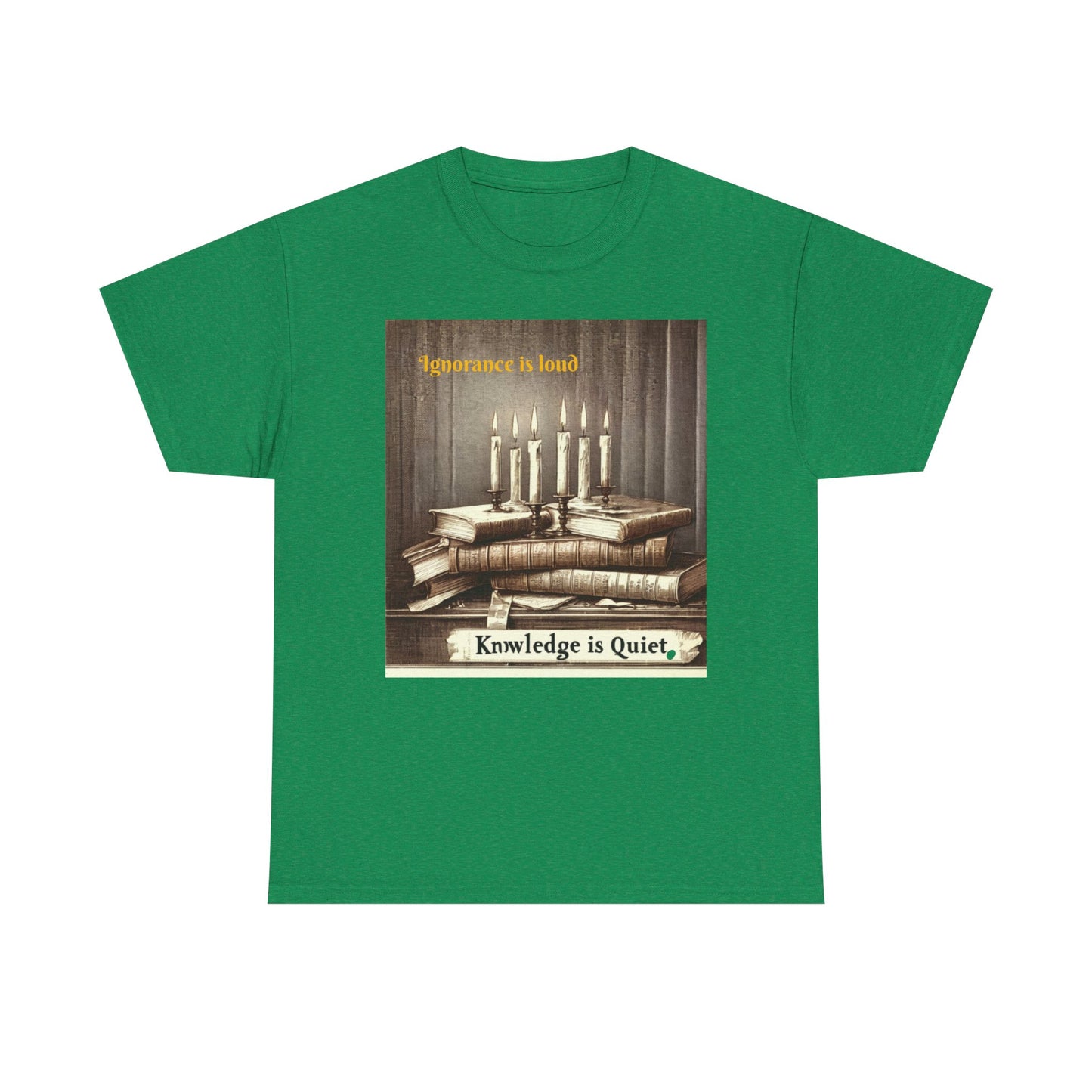 Books & Candles Tee | Knowledge is Quiet Graphic T-Shirt, Literary Gift, Book Lover Apparel, Cozy Casual Wear