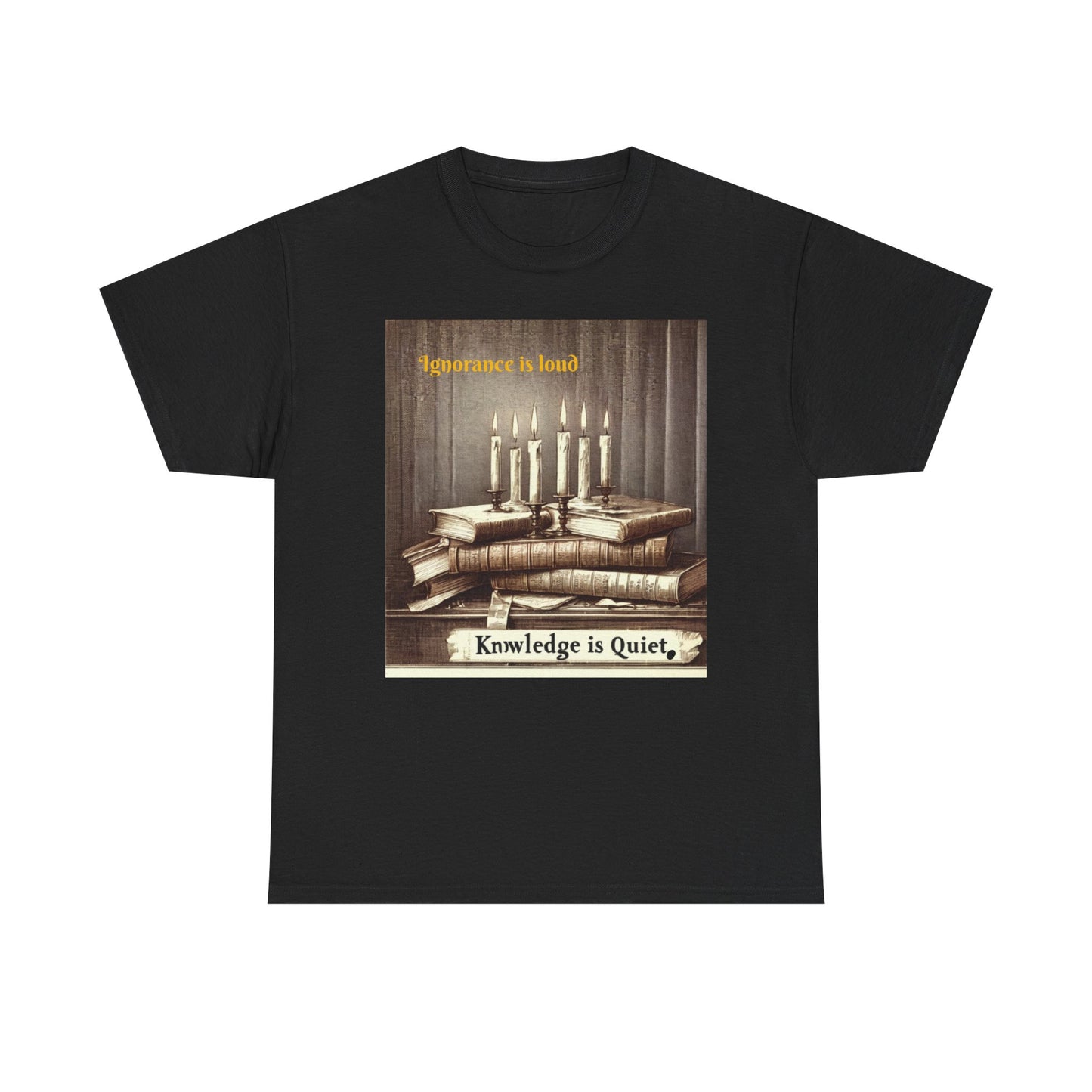 Books & Candles Tee | Knowledge is Quiet Graphic T-Shirt, Literary Gift, Book Lover Apparel, Cozy Casual Wear