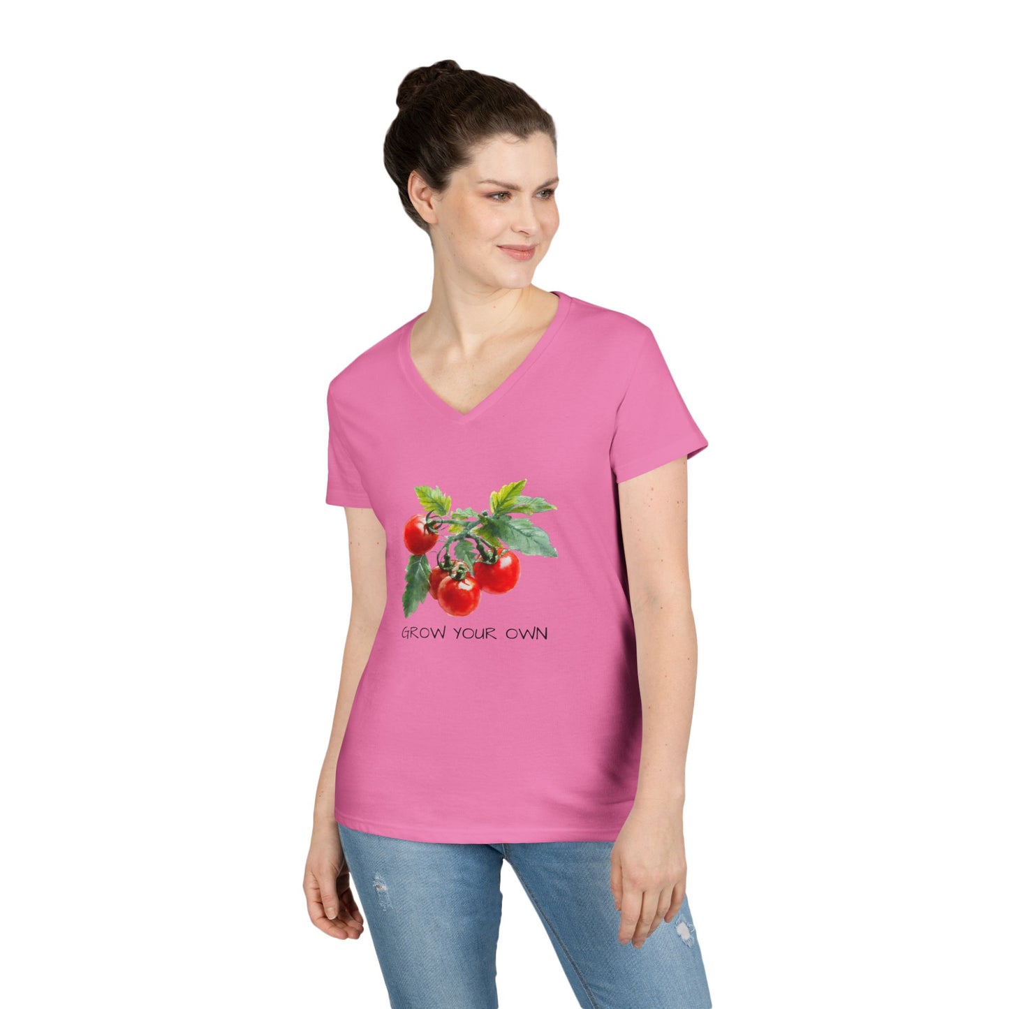 Ladies' V-Neck T-Shirt, Gardening Gift, Eco-Friendly Apparel, Plant Lover Shirt, Grow Your Own T-Shirt