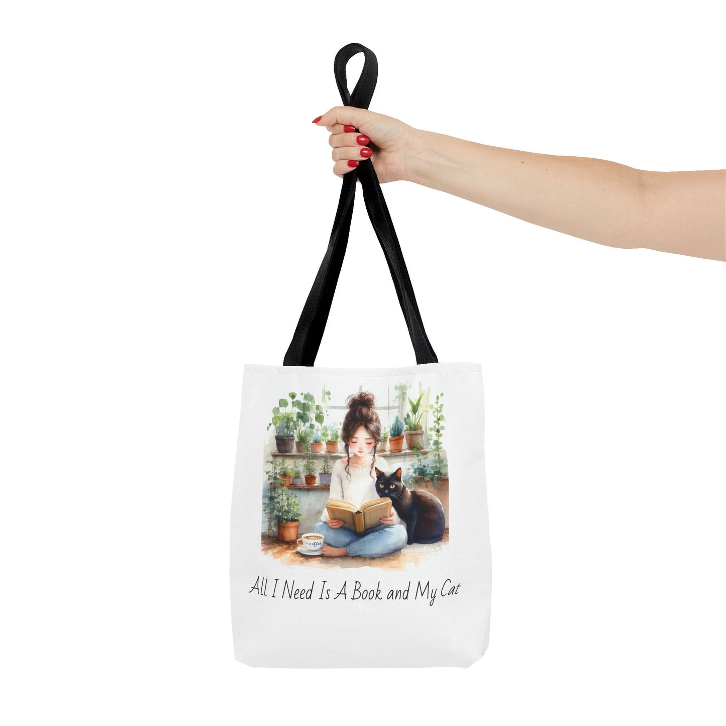 Cat Lover's Tote Bag, Bookworm Gift, Cozy Reading Accessory, Plant Lover's Bag, Perfect Gift for Cat Moms