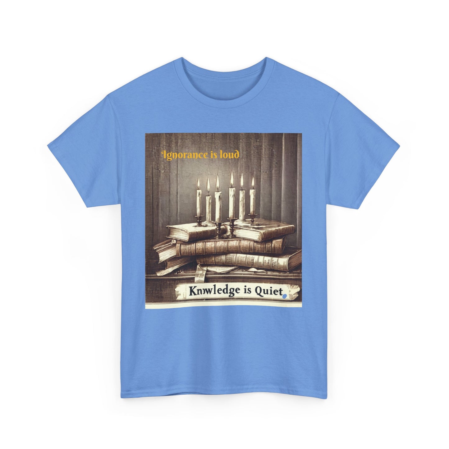 Books & Candles Tee | Knowledge is Quiet Graphic T-Shirt, Literary Gift, Book Lover Apparel, Cozy Casual Wear