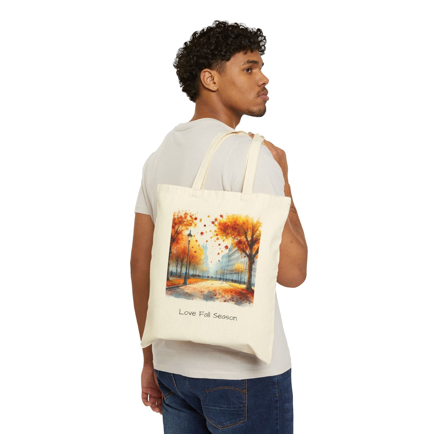 Fall-Themed Cotton Canvas Tote Bag, Autumn Tote, Eco-Friendly Bag, Seasonal Shopping Bag, Gift for Nature Lovers