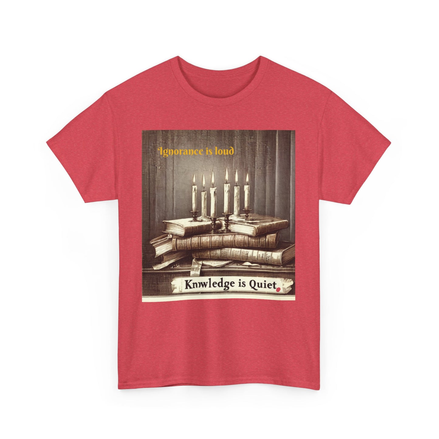 Books & Candles Tee | Knowledge is Quiet Graphic T-Shirt, Literary Gift, Book Lover Apparel, Cozy Casual Wear