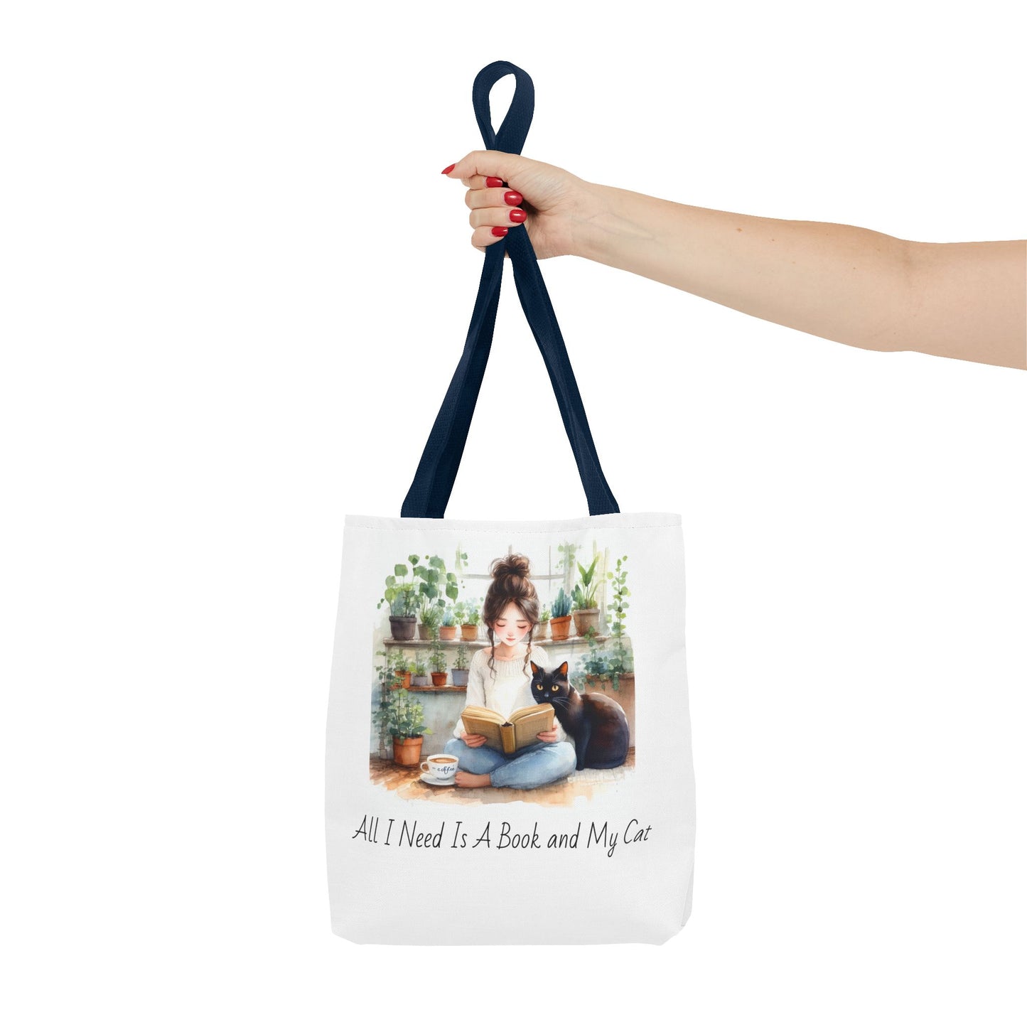 Cat Lover's Tote Bag, Bookworm Gift, Cozy Reading Accessory, Plant Lover's Bag, Perfect Gift for Cat Moms