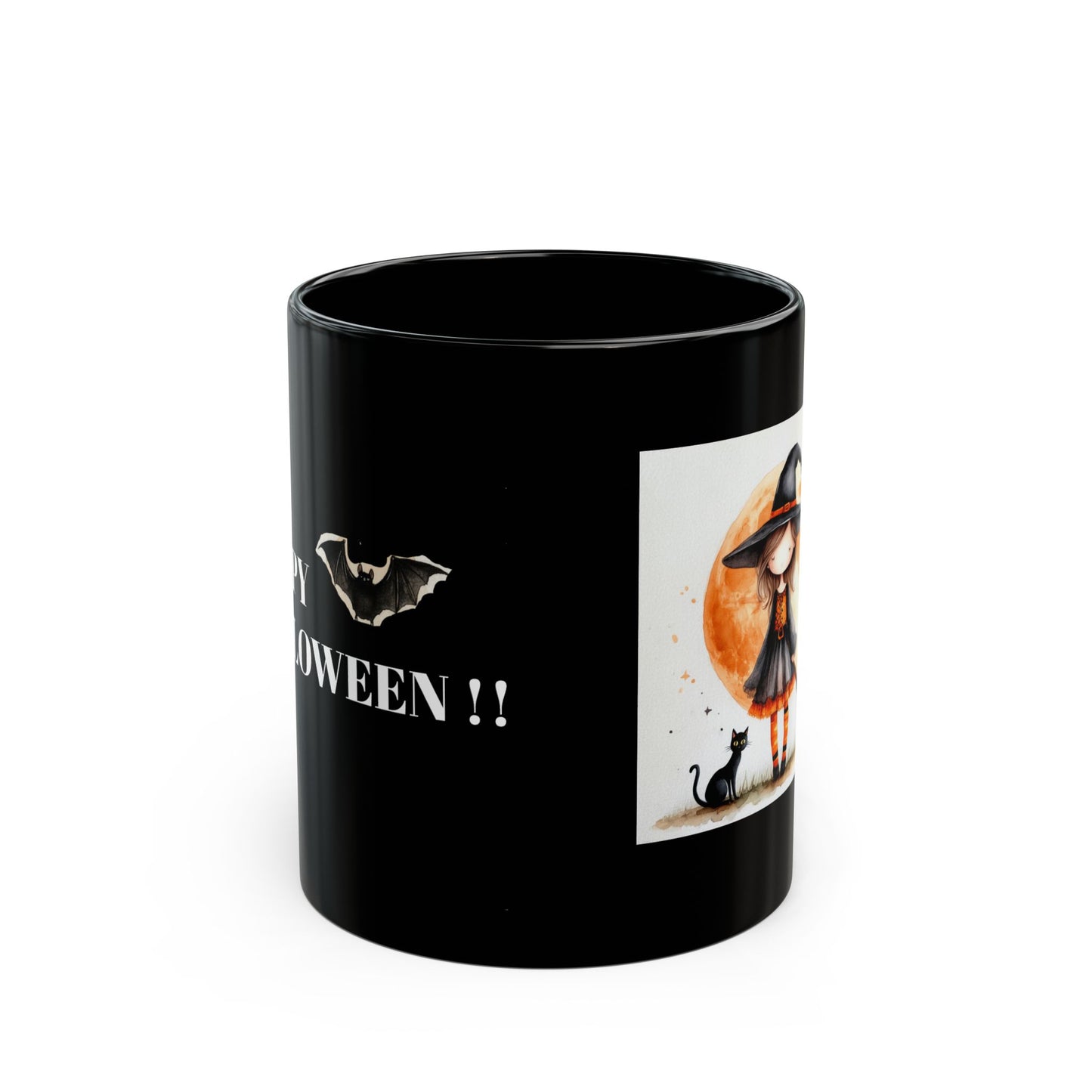 Halloween Witch Black Mug - Spooky Coffee Cup, Witch Mug, Cat Lover Gift, Halloween Decor, Fall Celebration