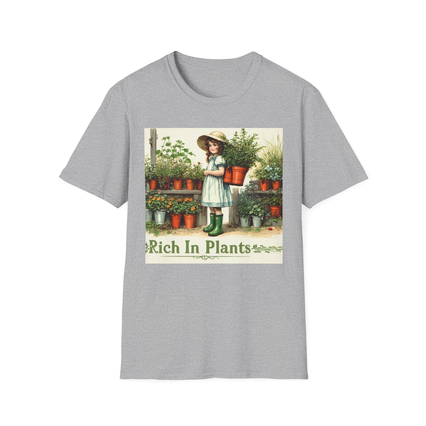 Vintage Garden T-Shirt, Rich in Plants Tee, Floral Apparel, Nature Lover Gift, Gardening Tee, Eco-Friendly Fashion