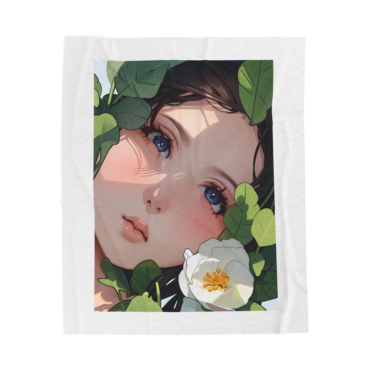 Whimsical Floral Velveteen Plush Blanket - Cozy Home Decor, Gift for Her, Bedroom Throw, Art Print Blanket, Cute Blanket