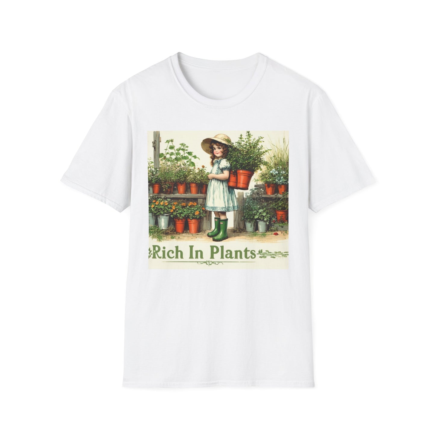 Vintage Garden T-Shirt, Rich in Plants Tee, Floral Apparel, Nature Lover Gift, Gardening Tee, Eco-Friendly Fashion