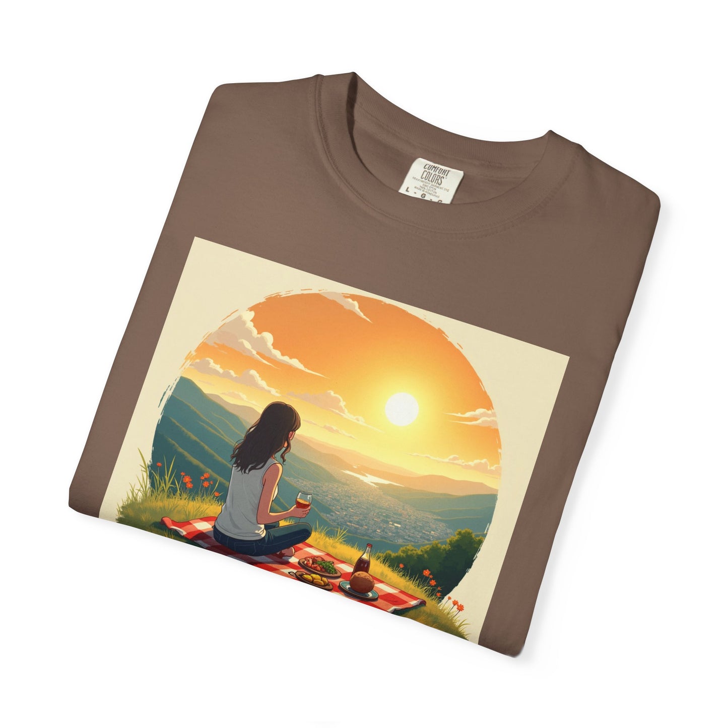 Sunset Meditation T-Shirt | Life is Short Enjoy More Tee, Unisex Cotton Shirt, Relaxation Apparel, Birthday Gift, Mindfulness Clothing