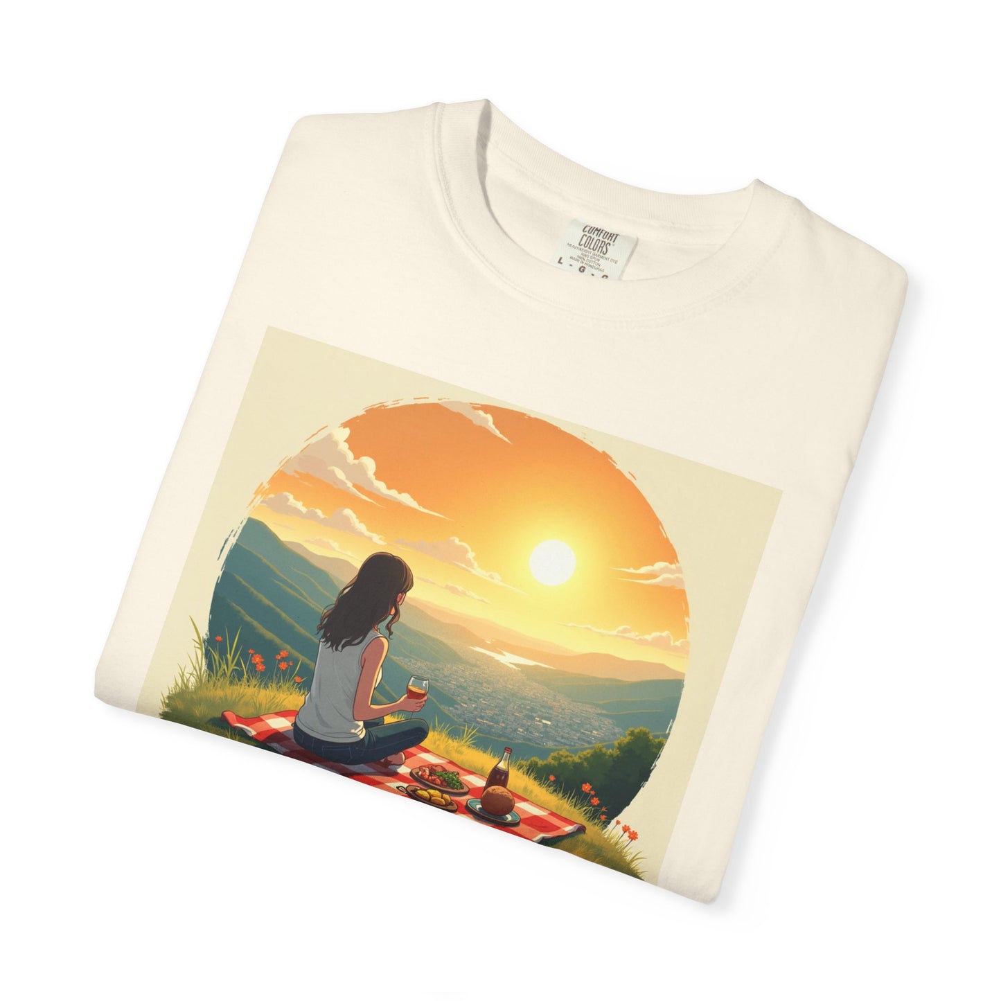 Sunset Meditation T-Shirt | Life is Short Enjoy More Tee, Unisex Cotton Shirt, Relaxation Apparel, Birthday Gift, Mindfulness Clothing