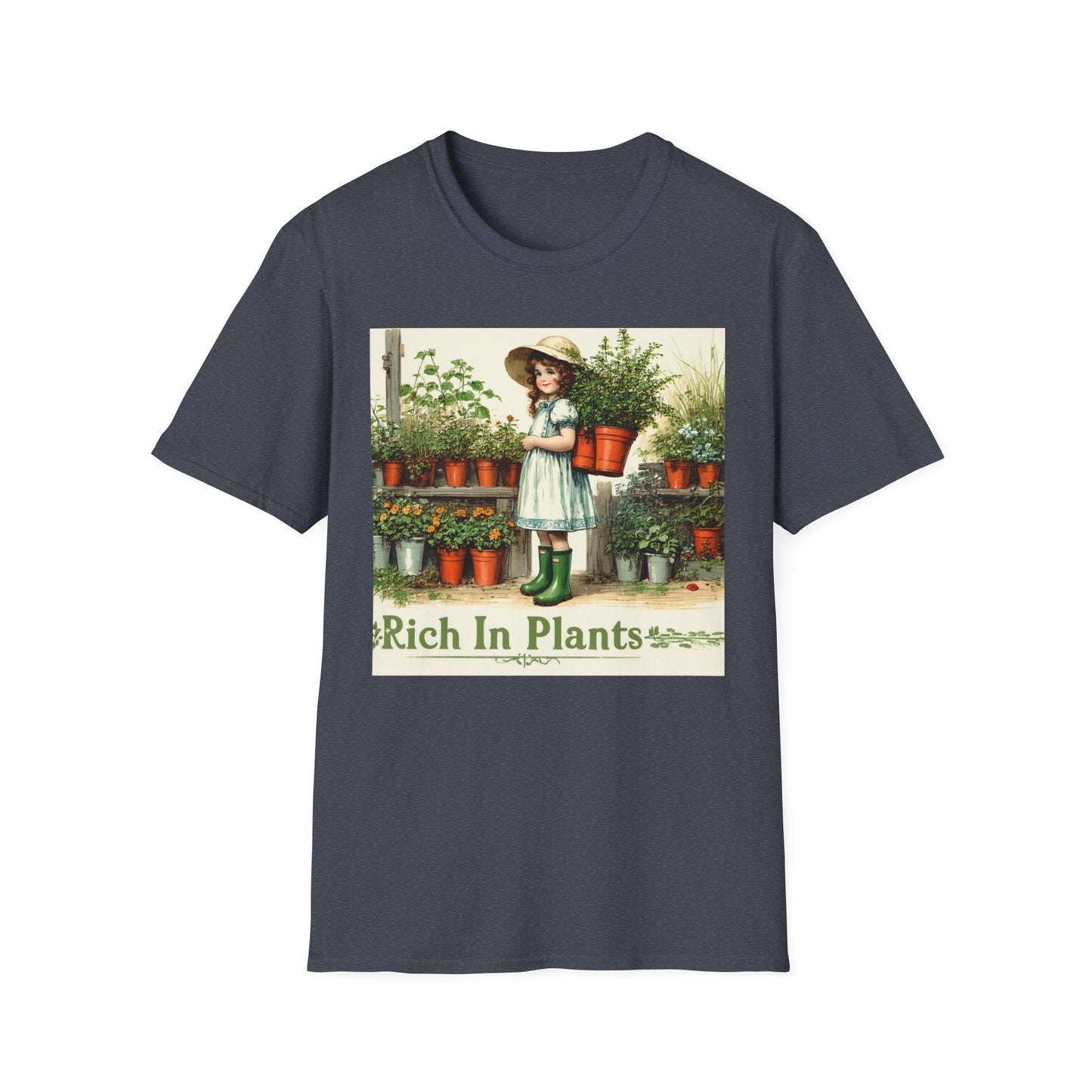 Vintage Garden T-Shirt, Rich in Plants Tee, Floral Apparel, Nature Lover Gift, Gardening Tee, Eco-Friendly Fashion