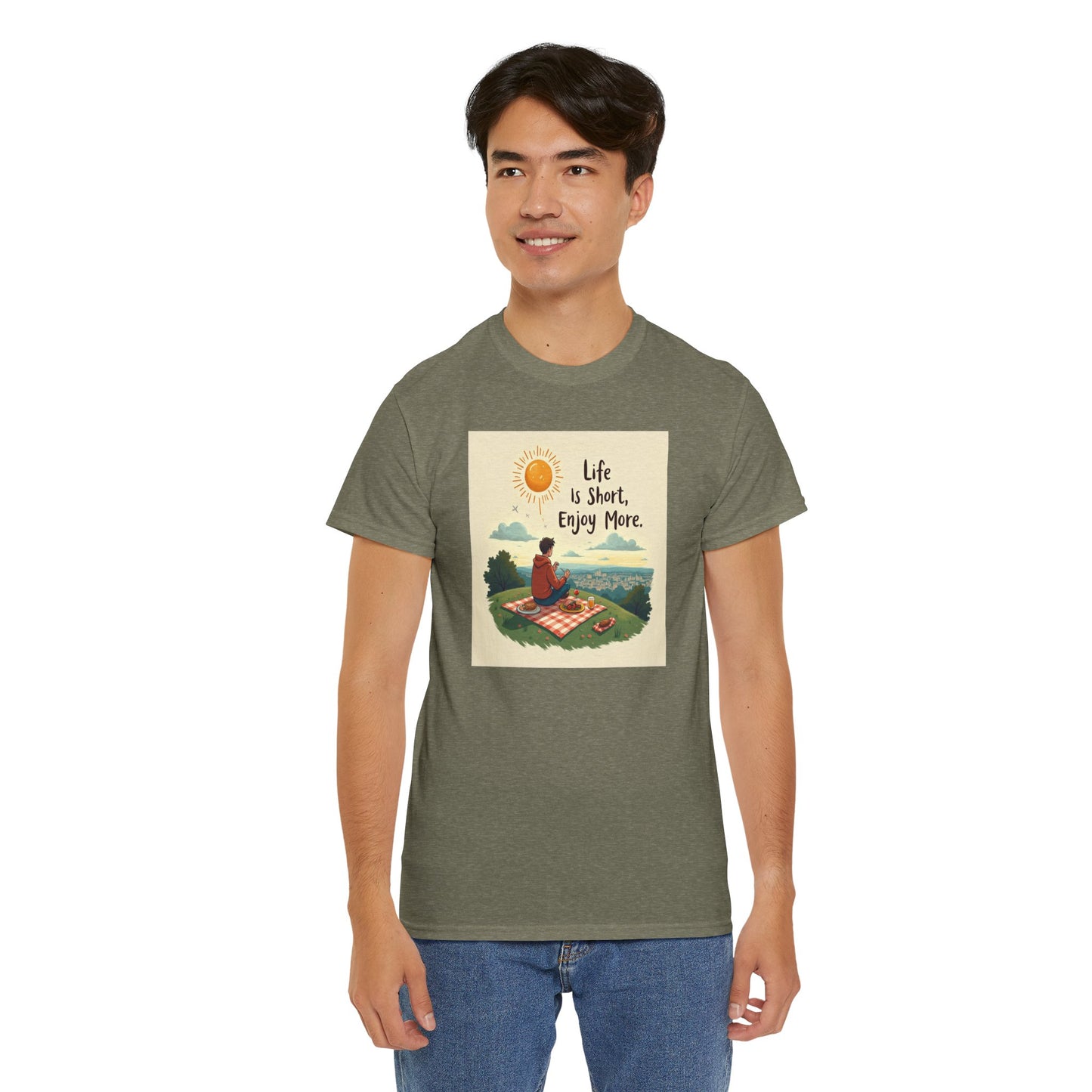 Life is Short Motivational Tee, Unisex Tee, Relaxation Shirt, Gift for Mindfulness, Inspirational Cotton T-Shirt