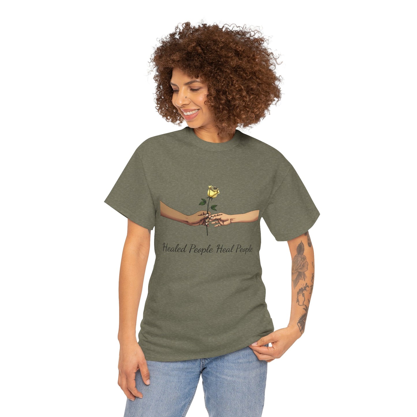 Healed People Heal People Tee, Positive Vibe T-Shirt, Inspirational Cotton Tee, Unisex Graphic Shirt, Empowerment Apparel