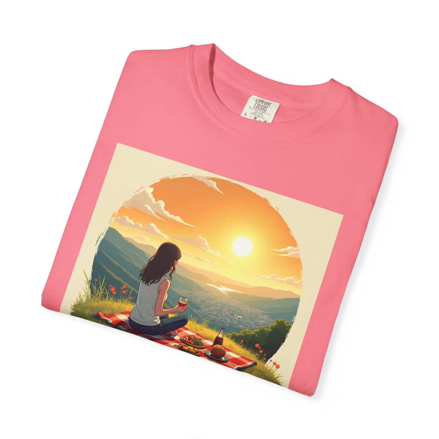 Sunset Meditation T-Shirt | Life is Short Enjoy More Tee, Unisex Cotton Shirt, Relaxation Apparel, Birthday Gift, Mindfulness Clothing