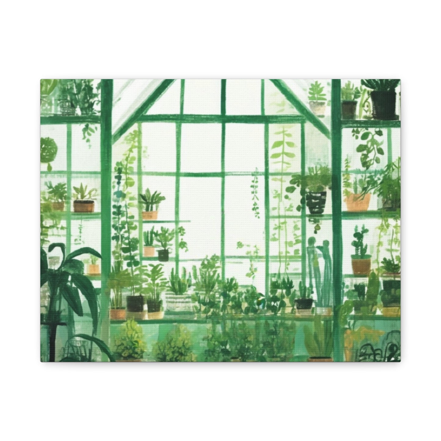 Greenhouse Wall Art, Plant Lover Decor, Botanical Canvas, Home Office Decoration, Eco-Friendly Gift Idea