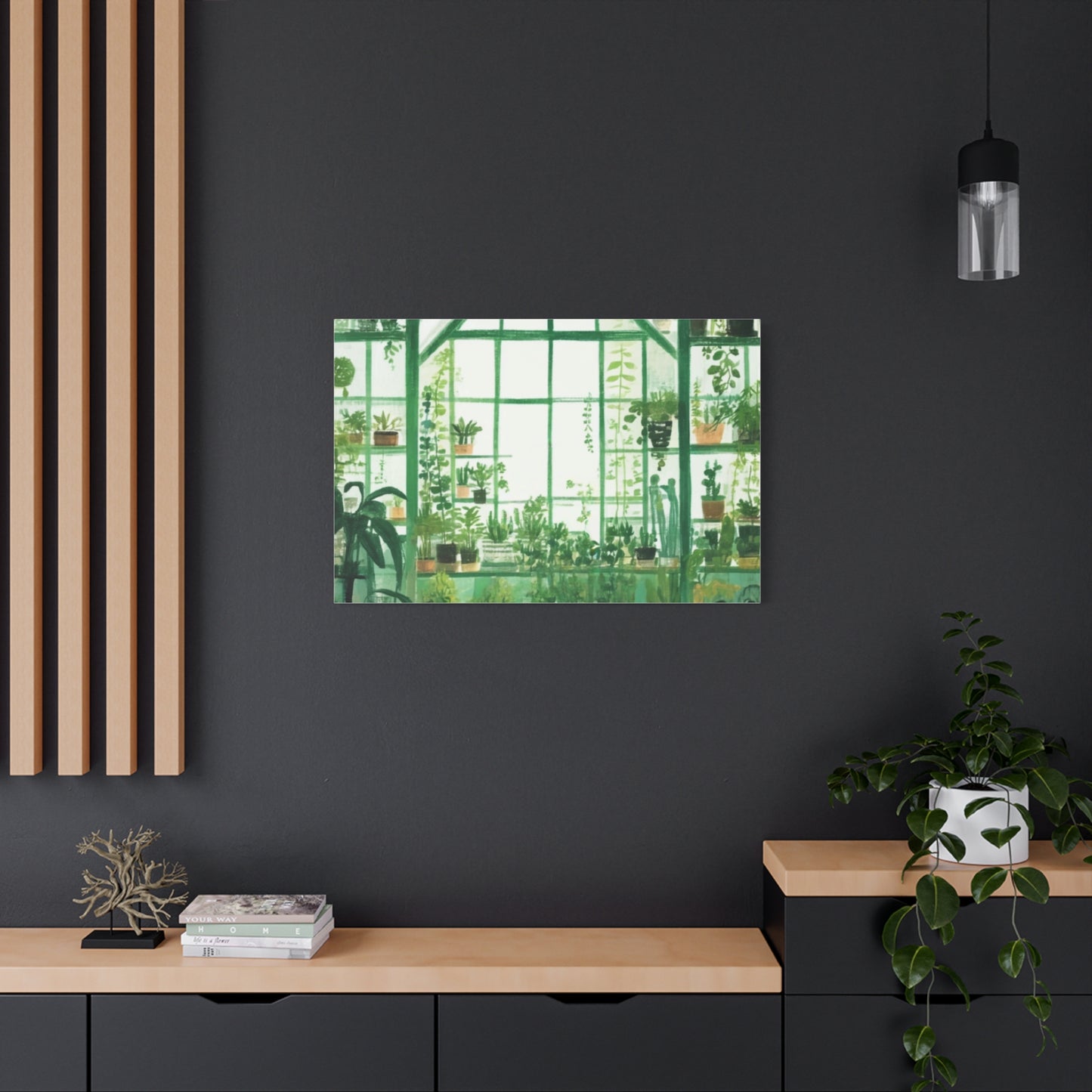 Greenhouse Wall Art, Plant Lover Decor, Botanical Canvas, Home Office Decoration, Eco-Friendly Gift Idea