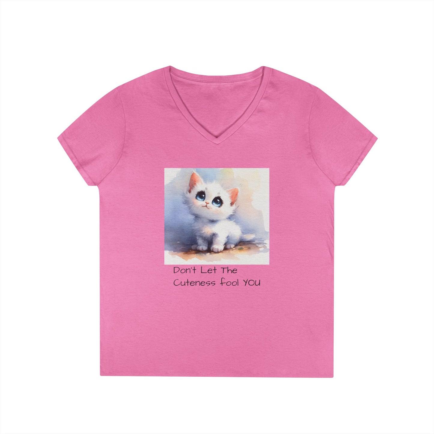 Cute Cat V-Neck T-Shirt, Funny Pet Lover Tee, Gift for Cat Moms, Animal Lover Apparel, Humor for Birthdays, Everyday Wear