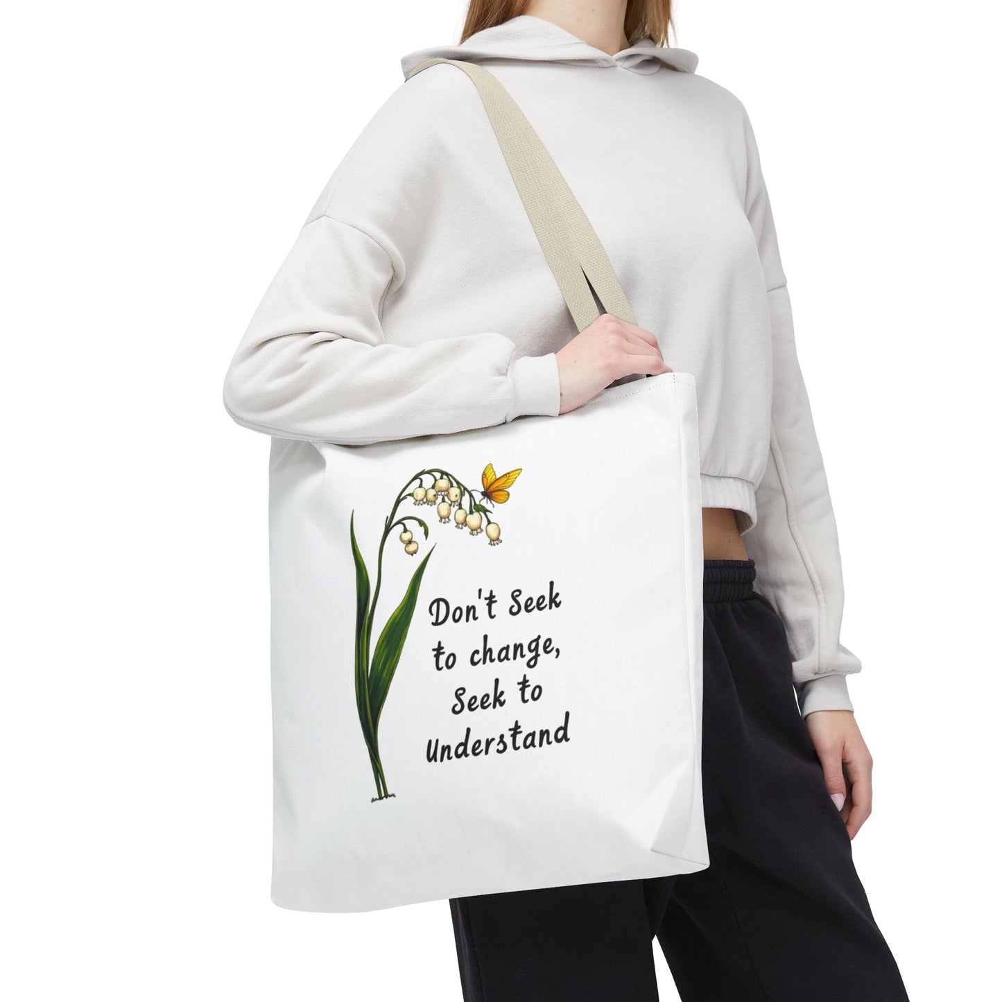 Inspirational Floral Tote Bag, Motivational Shopper, Eco-Friendly Bag, Gift for Nature Lovers, Versatile Carry-All