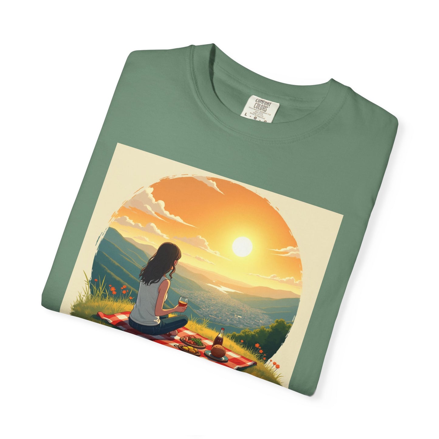 Sunset Meditation T-Shirt | Life is Short Enjoy More Tee, Unisex Cotton Shirt, Relaxation Apparel, Birthday Gift, Mindfulness Clothing