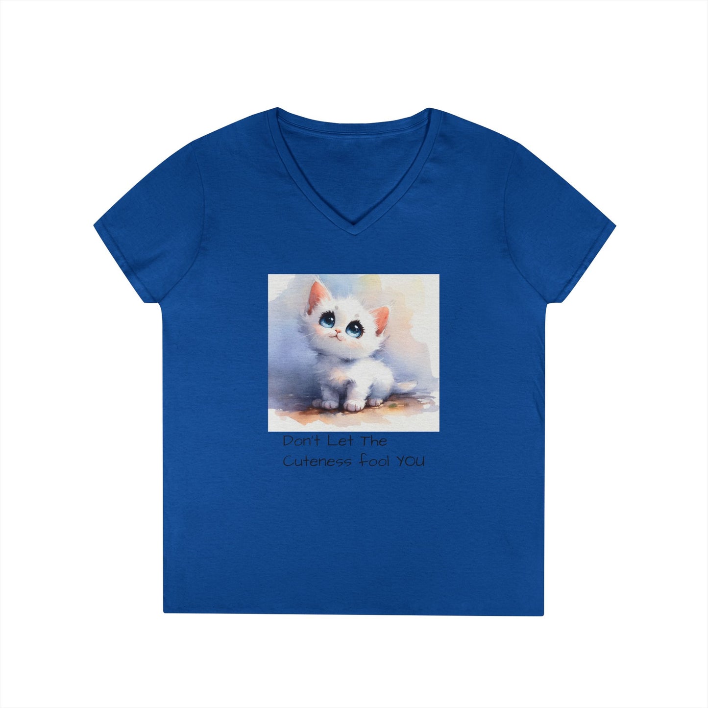 Cute Cat V-Neck T-Shirt, Funny Pet Lover Tee, Gift for Cat Moms, Animal Lover Apparel, Humor for Birthdays, Everyday Wear