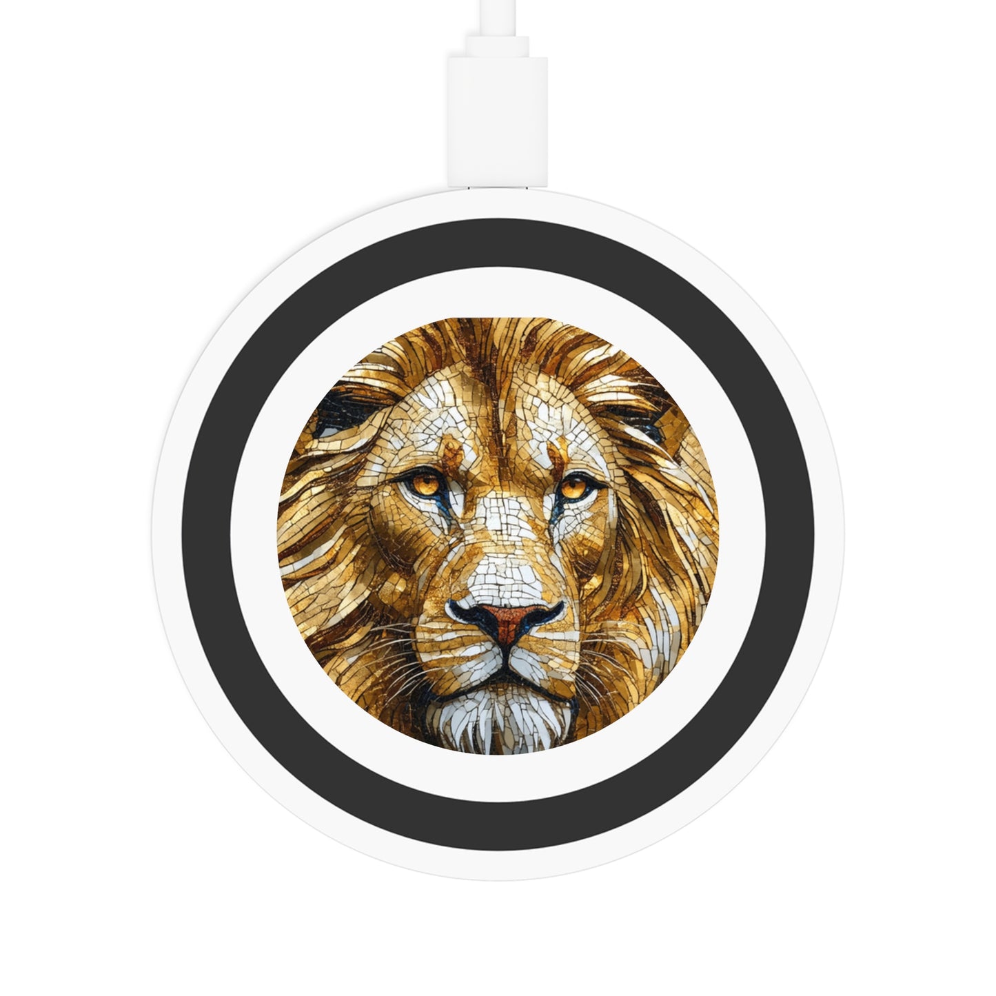 Lion Design Wireless Charging Pad, Stylish Tech Gift, Desk Accessory, Animal Lover Gift, Home Office Decor