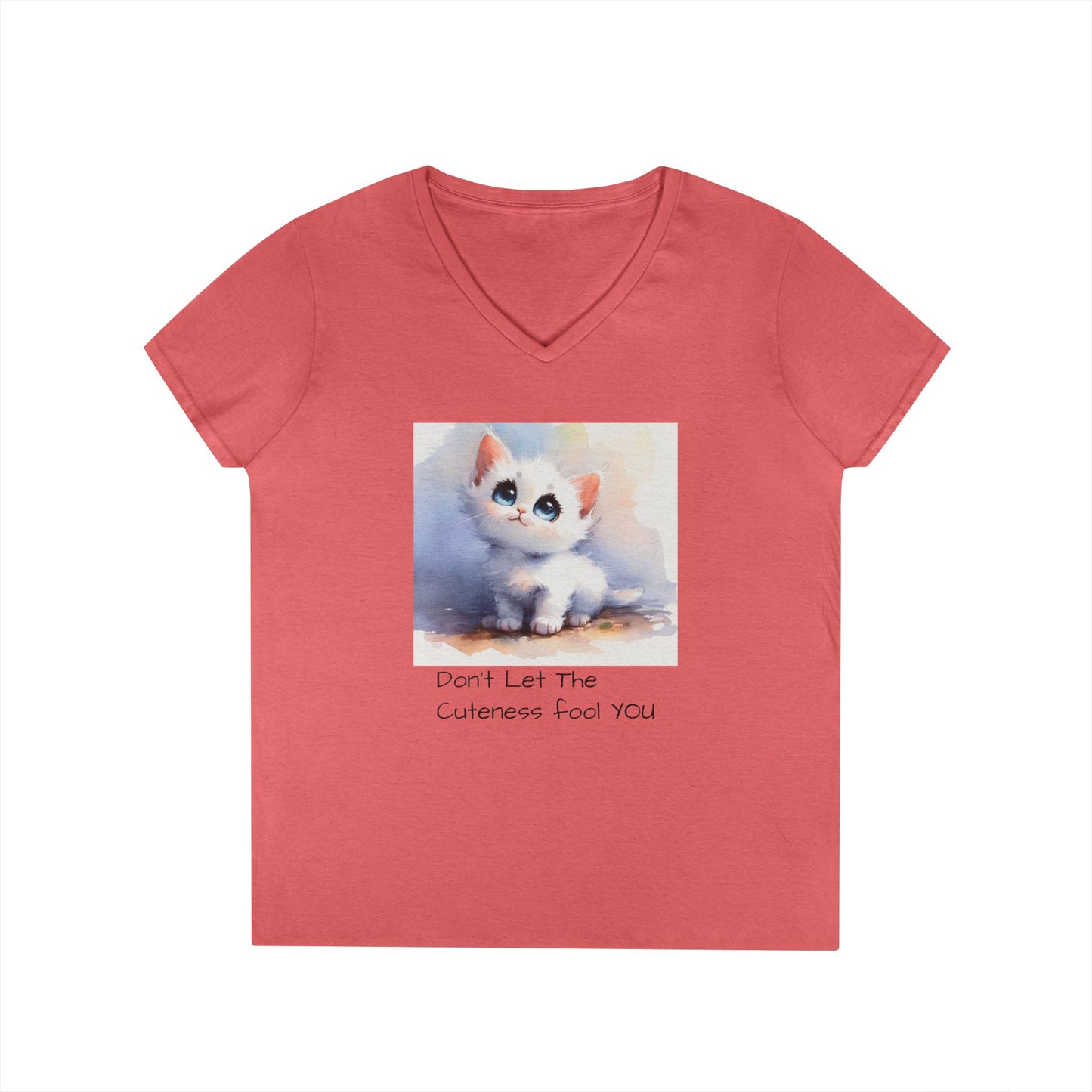 Cute Cat V-Neck T-Shirt, Funny Pet Lover Tee, Gift for Cat Moms, Animal Lover Apparel, Humor for Birthdays, Everyday Wear