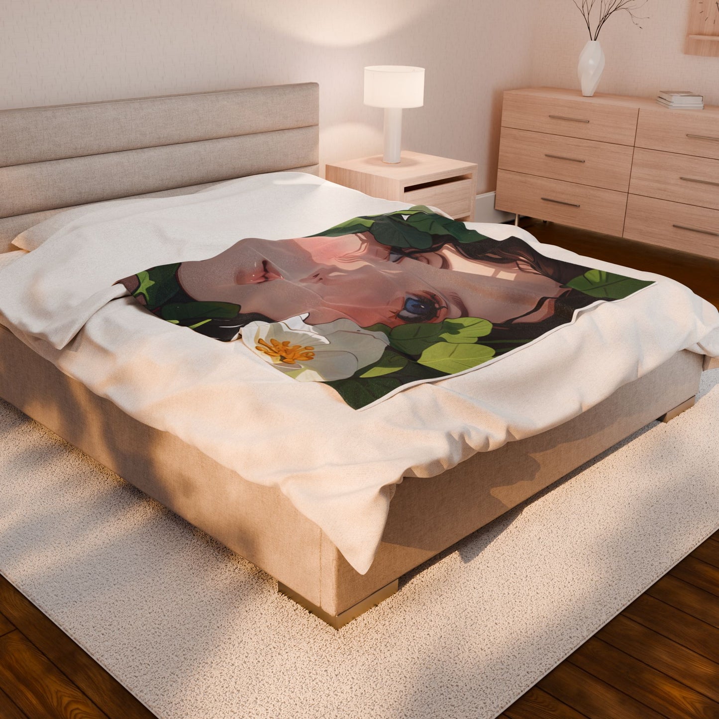 Cozy Velveteen Plush Blanket with Floral Design, Perfect for Home Decor, Gifts, Relaxation, and All Seasons