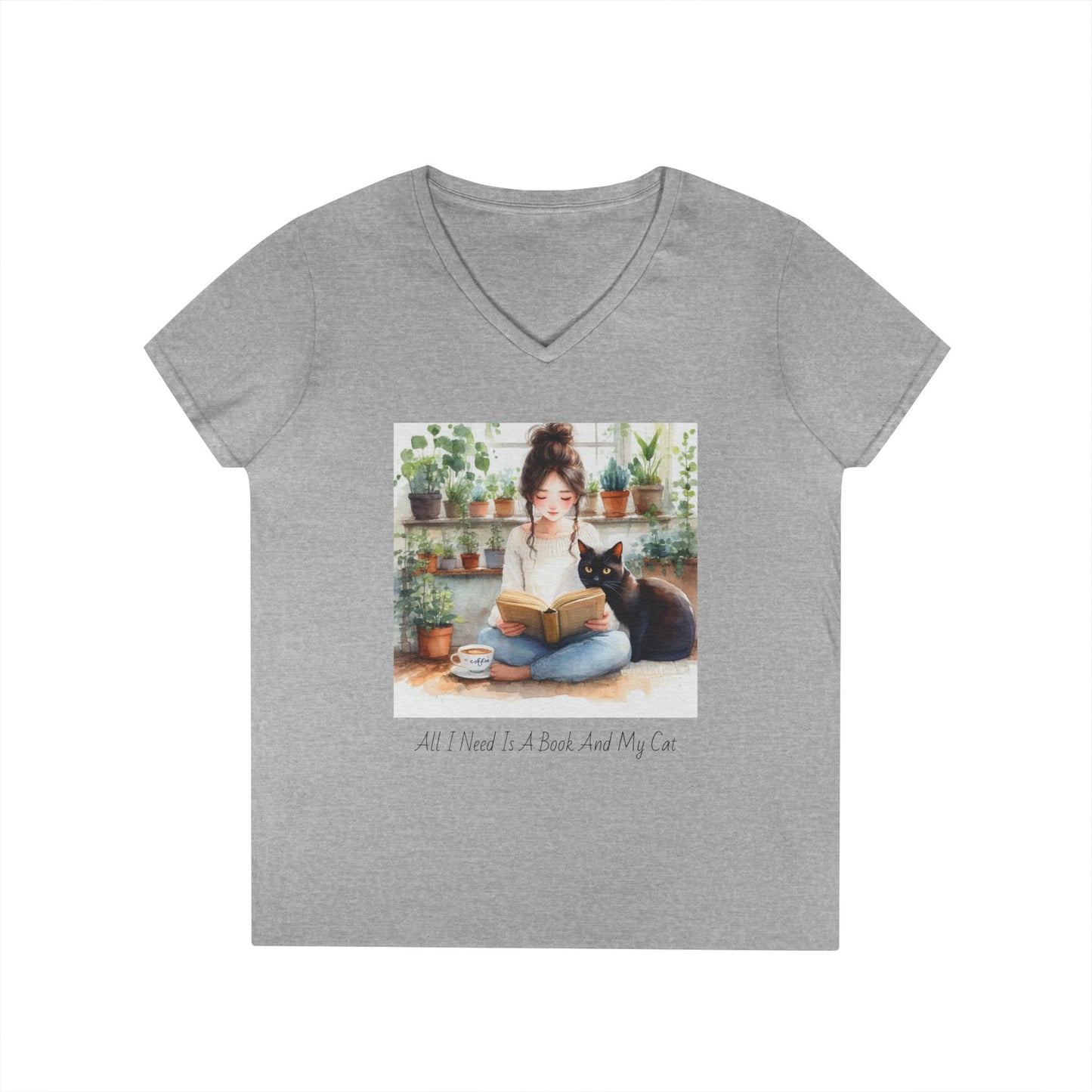 Cozy Reading T-Shirt. Book Lover Gift, Cat Mom Shirt, Relaxing Outfit, Plant Lover Top, Cute Graphic Tee