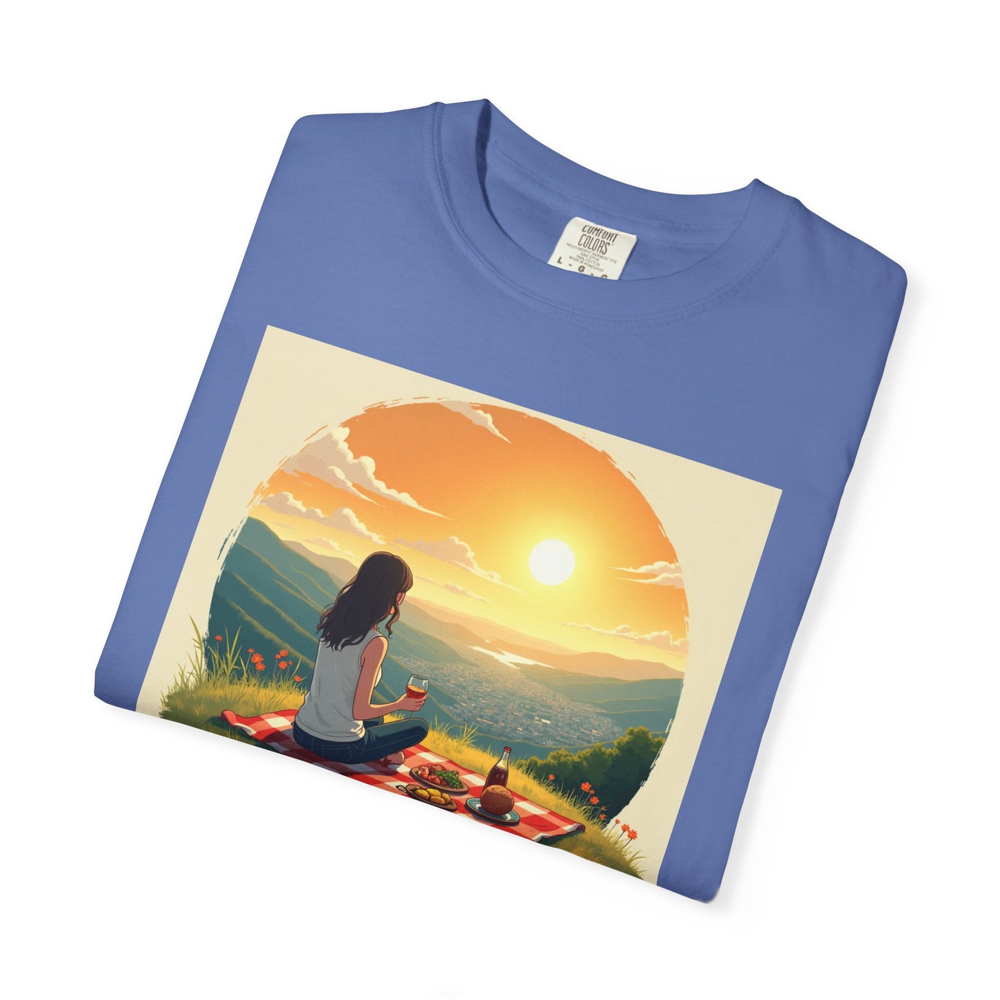 Sunset Meditation T-Shirt | Life is Short Enjoy More Tee, Unisex Cotton Shirt, Relaxation Apparel, Birthday Gift, Mindfulness Clothing