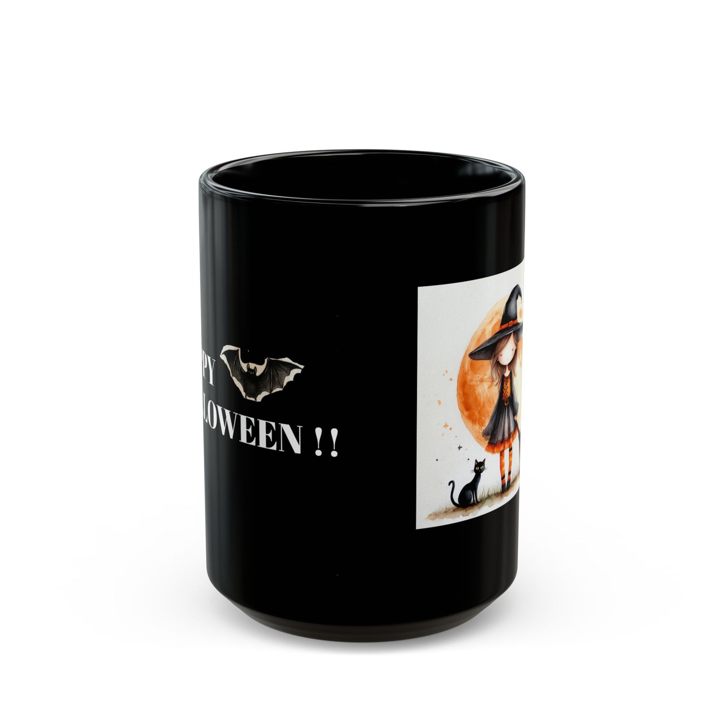 Halloween Witch Black Mug - Spooky Coffee Cup, Witch Mug, Cat Lover Gift, Halloween Decor, Fall Celebration