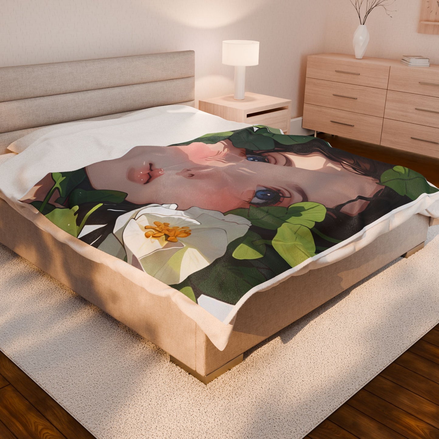 Cozy Velveteen Plush Blanket with Floral Design, Perfect for Home Decor, Gifts, Relaxation, and All Seasons