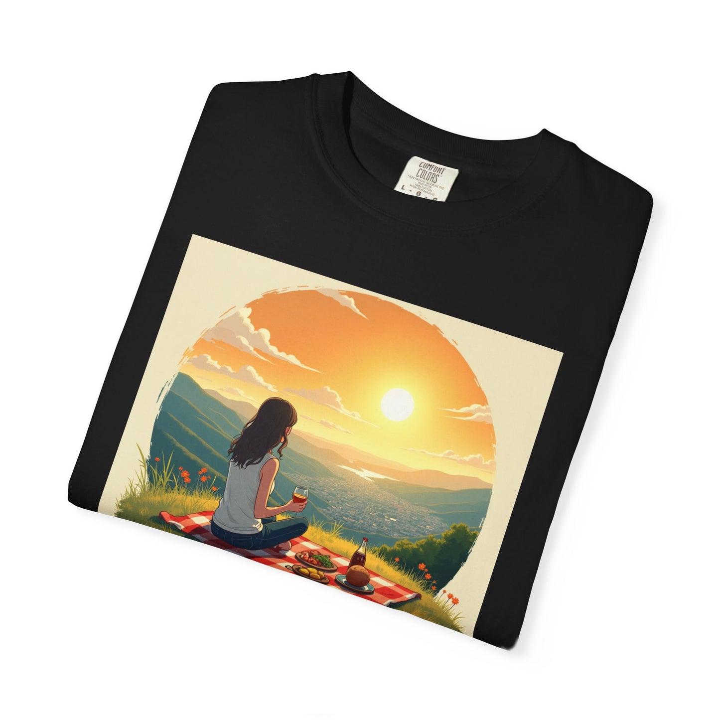 Sunset Meditation T-Shirt | Life is Short Enjoy More Tee, Unisex Cotton Shirt, Relaxation Apparel, Birthday Gift, Mindfulness Clothing