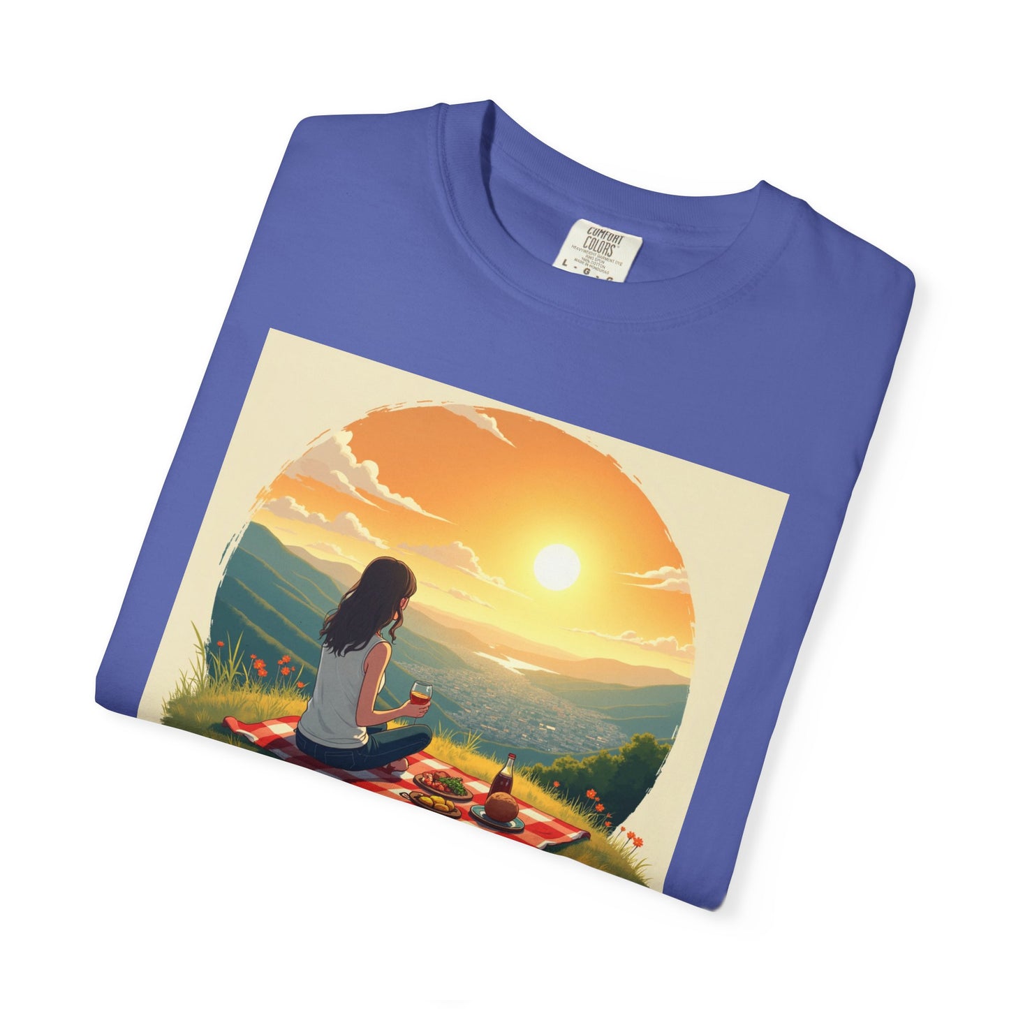 Sunset Meditation T-Shirt | Life is Short Enjoy More Tee, Unisex Cotton Shirt, Relaxation Apparel, Birthday Gift, Mindfulness Clothing