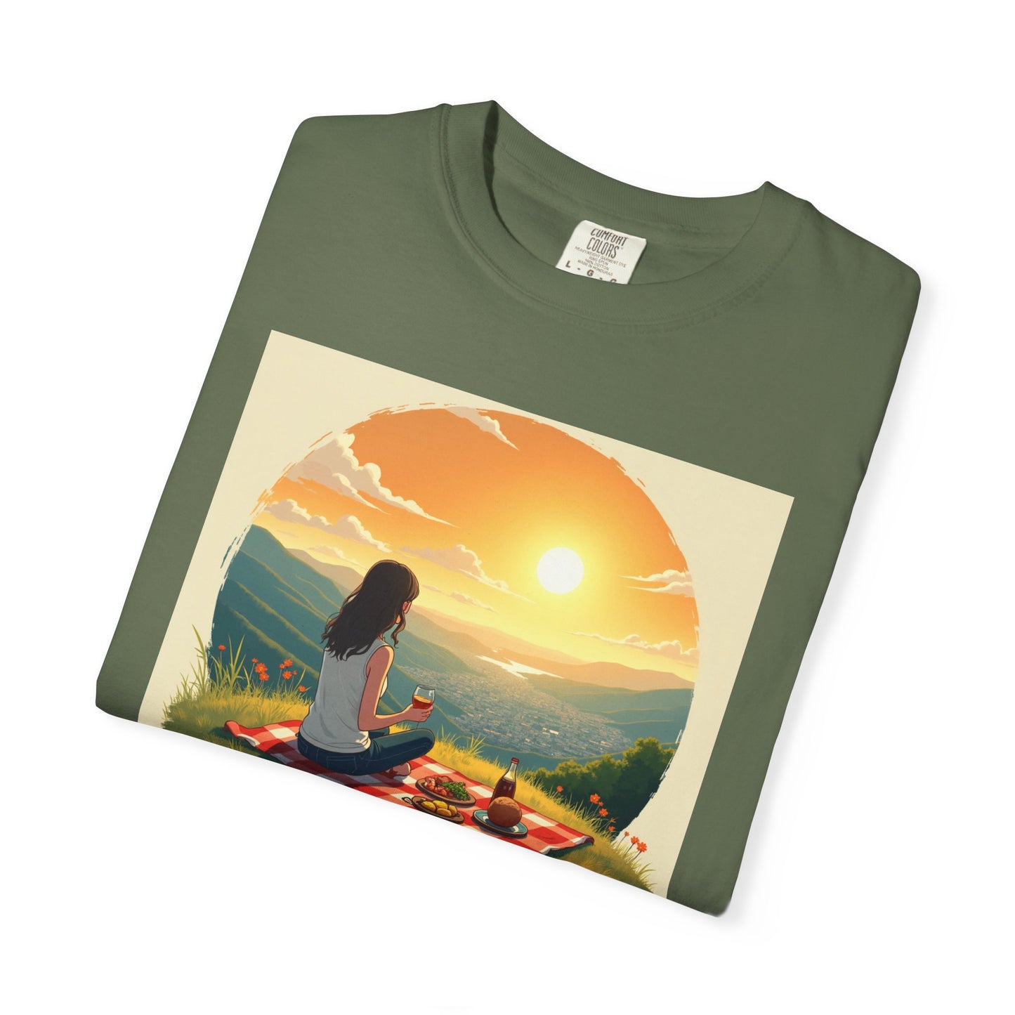 Sunset Meditation T-Shirt | Life is Short Enjoy More Tee, Unisex Cotton Shirt, Relaxation Apparel, Birthday Gift, Mindfulness Clothing
