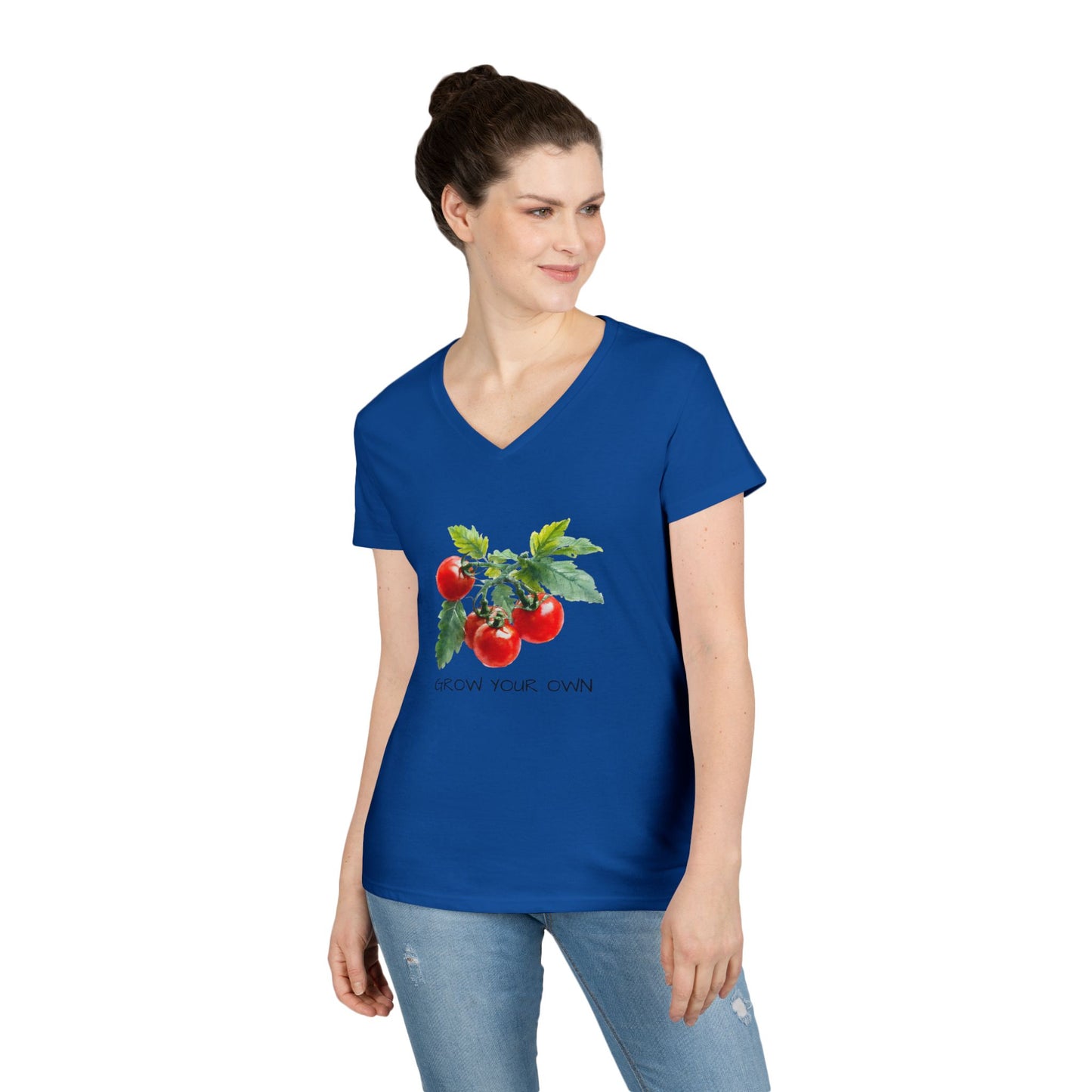 Ladies' V-Neck T-Shirt, Gardening Gift, Eco-Friendly Apparel, Plant Lover Shirt, Grow Your Own T-Shirt