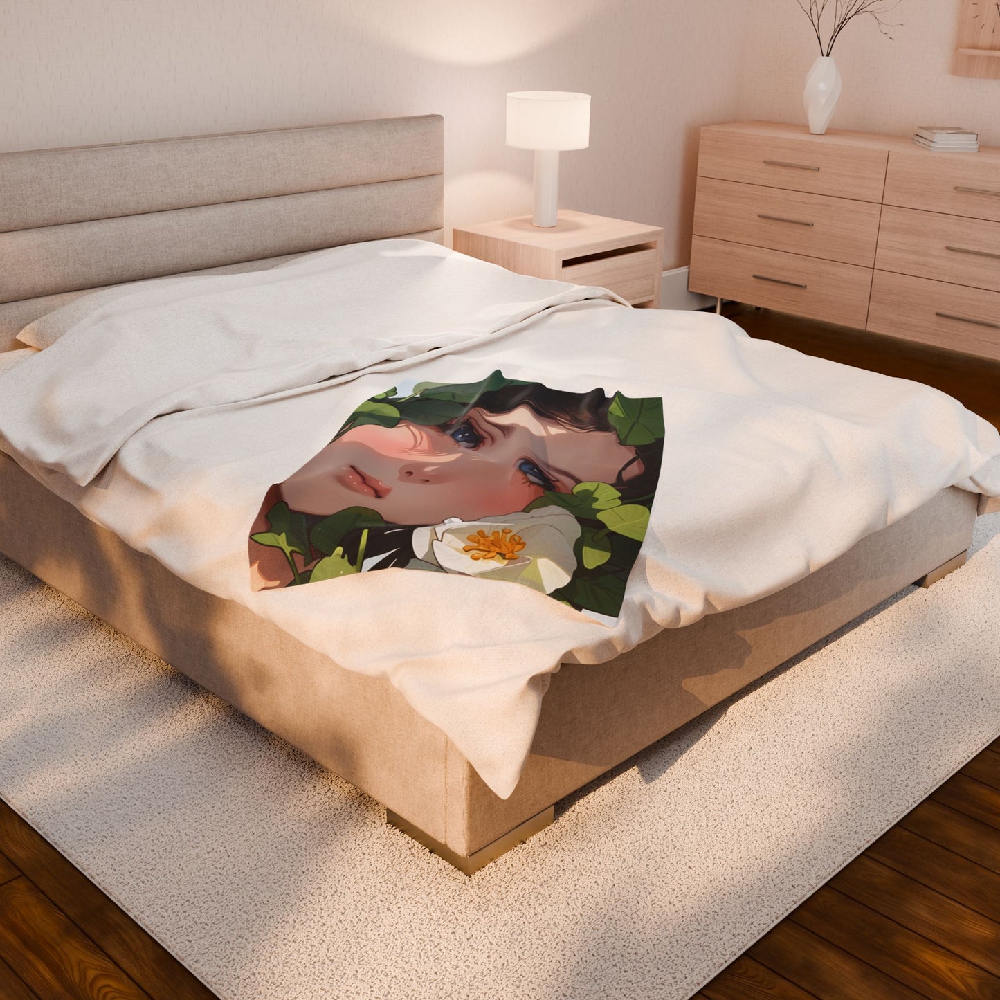 Cozy Velveteen Plush Blanket with Floral Design, Perfect for Home Decor, Gifts, Relaxation, and All Seasons