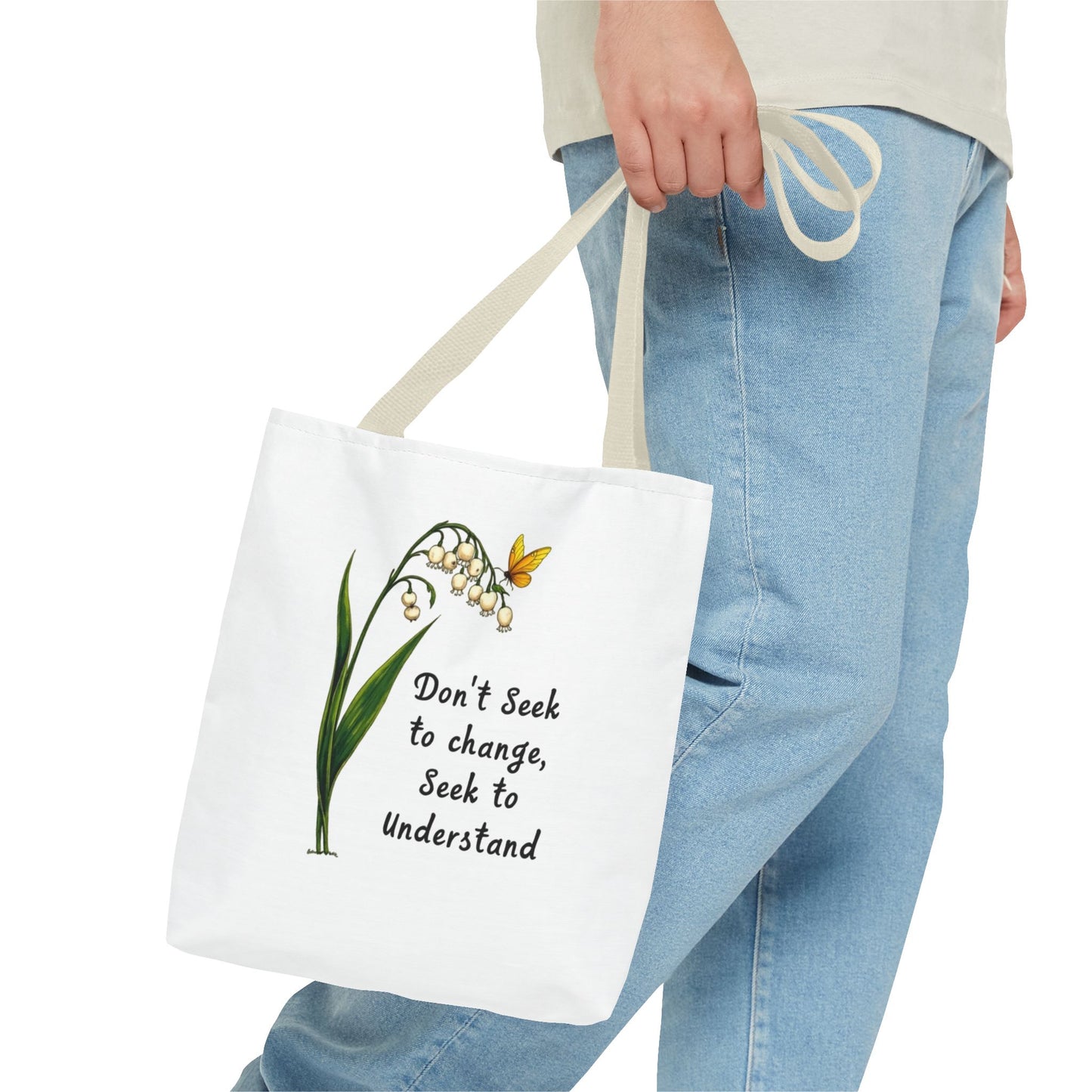 Inspirational Floral Tote Bag, Motivational Shopper, Eco-Friendly Bag, Gift for Nature Lovers, Versatile Carry-All