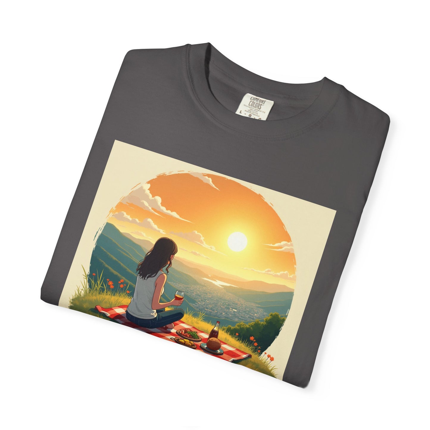 Sunset Meditation T-Shirt | Life is Short Enjoy More Tee, Unisex Cotton Shirt, Relaxation Apparel, Birthday Gift, Mindfulness Clothing