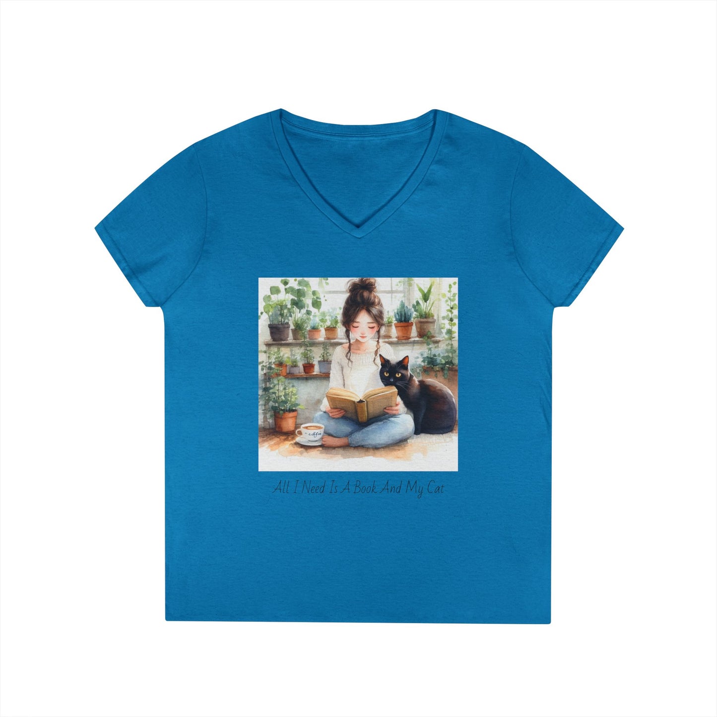 Cozy Reading T-Shirt. Book Lover Gift, Cat Mom Shirt, Relaxing Outfit, Plant Lover Top, Cute Graphic Tee