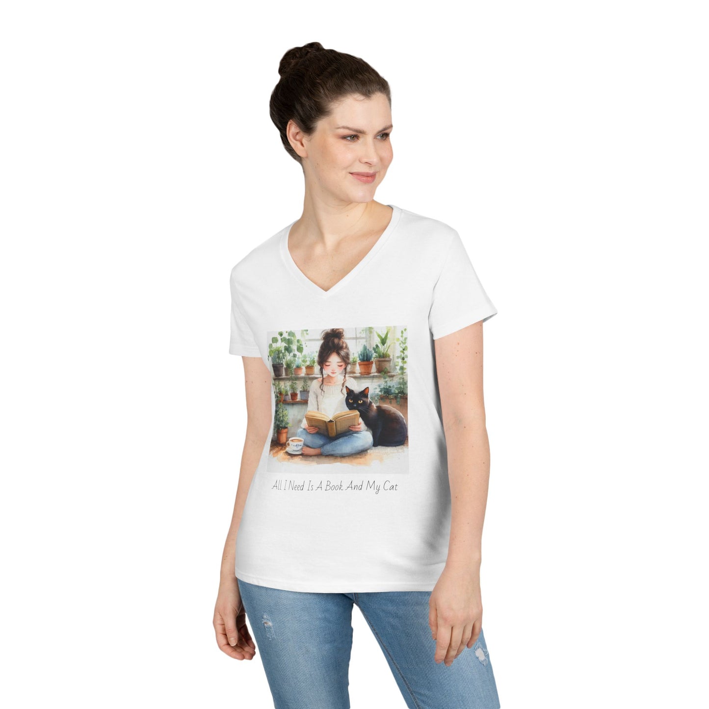Cozy Reading T-Shirt. Book Lover Gift, Cat Mom Shirt, Relaxing Outfit, Plant Lover Top, Cute Graphic Tee