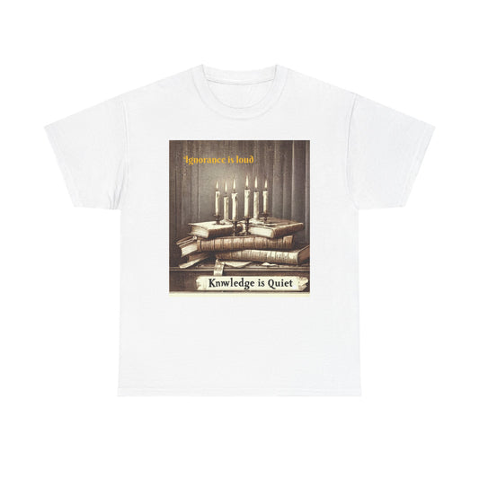 Books & Candles Tee | Knowledge is Quiet Graphic T-Shirt, Literary Gift, Book Lover Apparel, Cozy Casual Wear