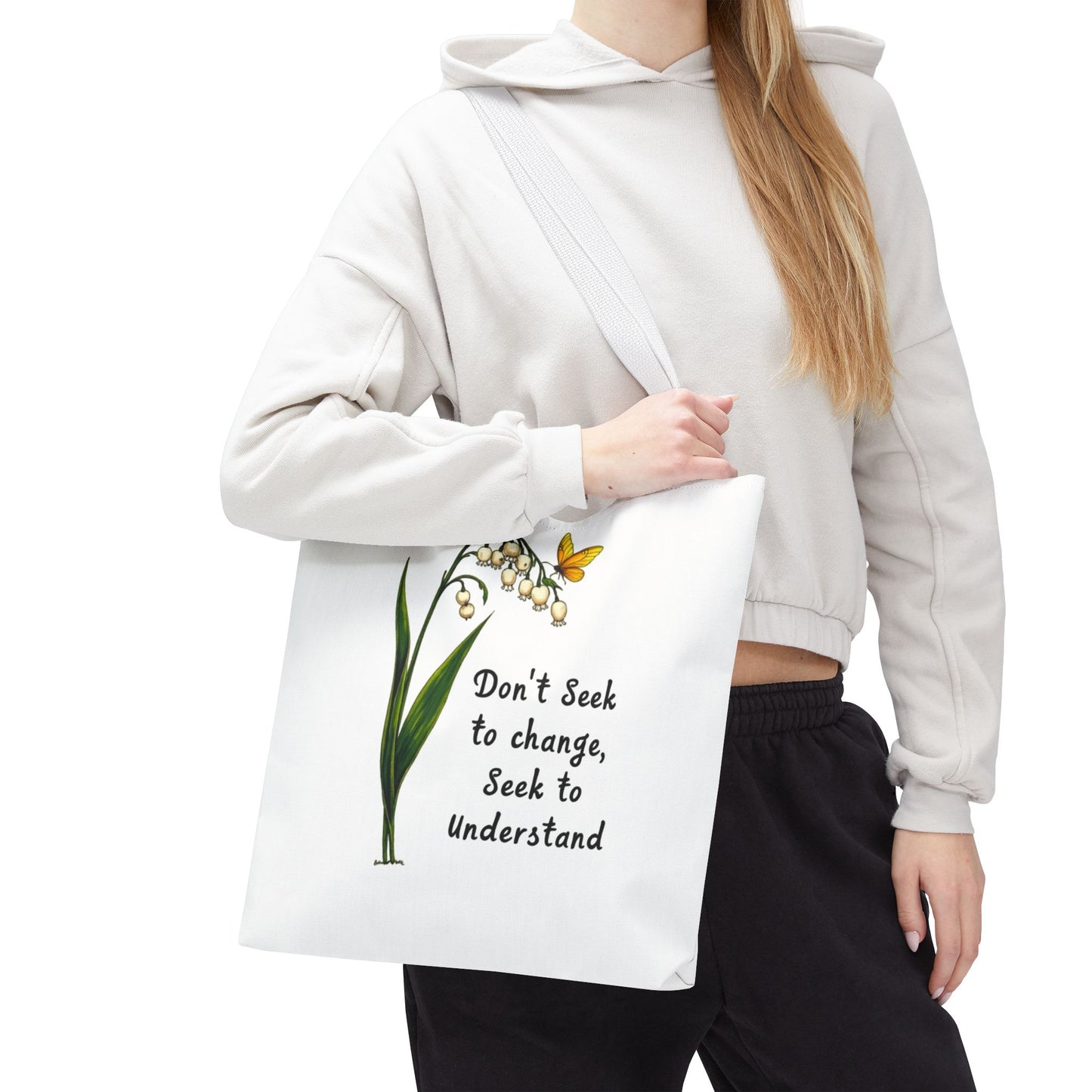 Inspirational Floral Tote Bag, Motivational Shopper, Eco-Friendly Bag, Gift for Nature Lovers, Versatile Carry-All