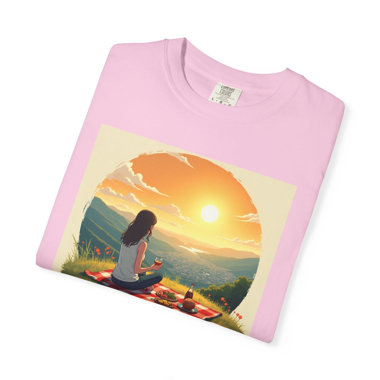 Sunset Meditation T-Shirt | Life is Short Enjoy More Tee, Unisex Cotton Shirt, Relaxation Apparel, Birthday Gift, Mindfulness Clothing