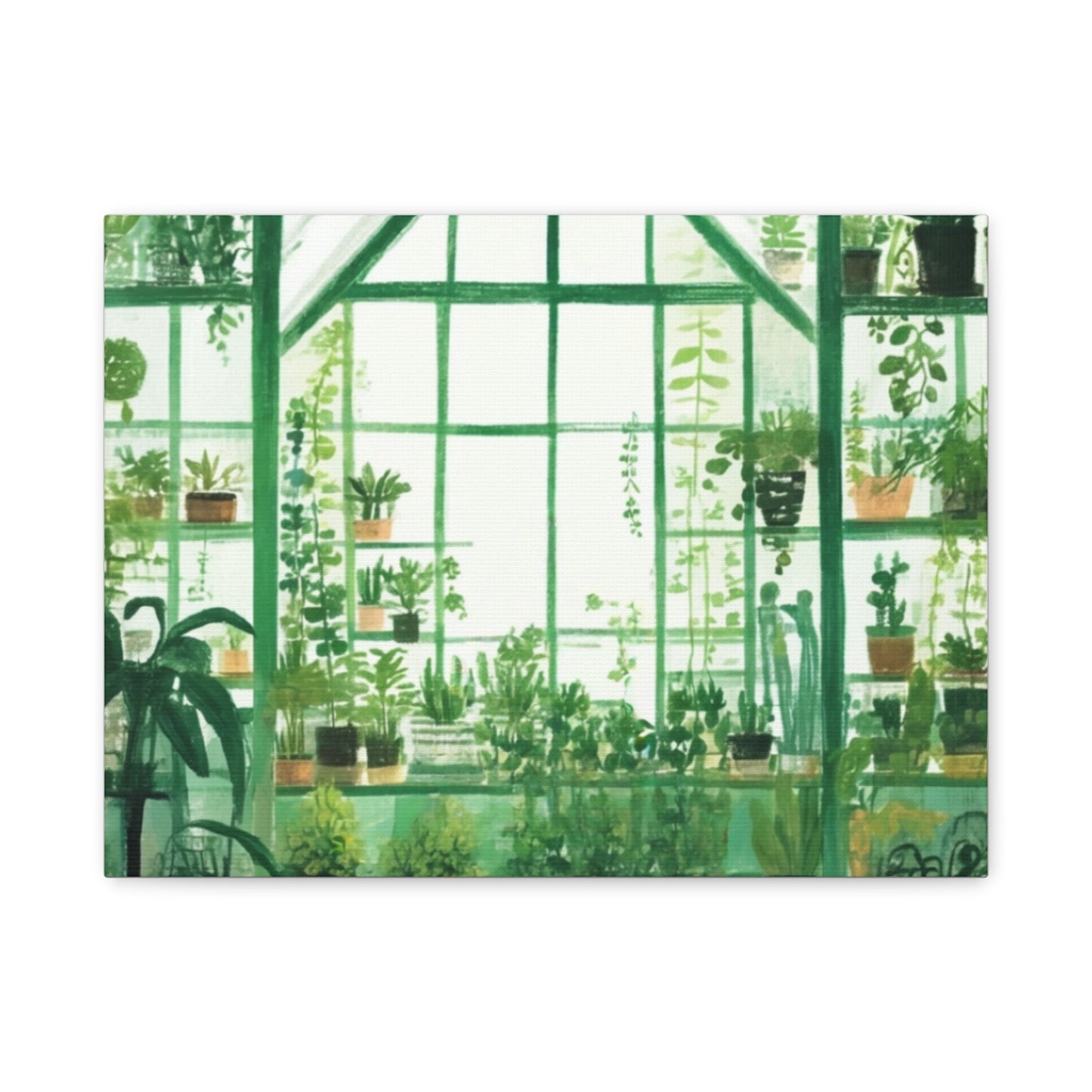 Greenhouse Wall Art, Plant Lover Decor, Botanical Canvas, Home Office Decoration, Eco-Friendly Gift Idea
