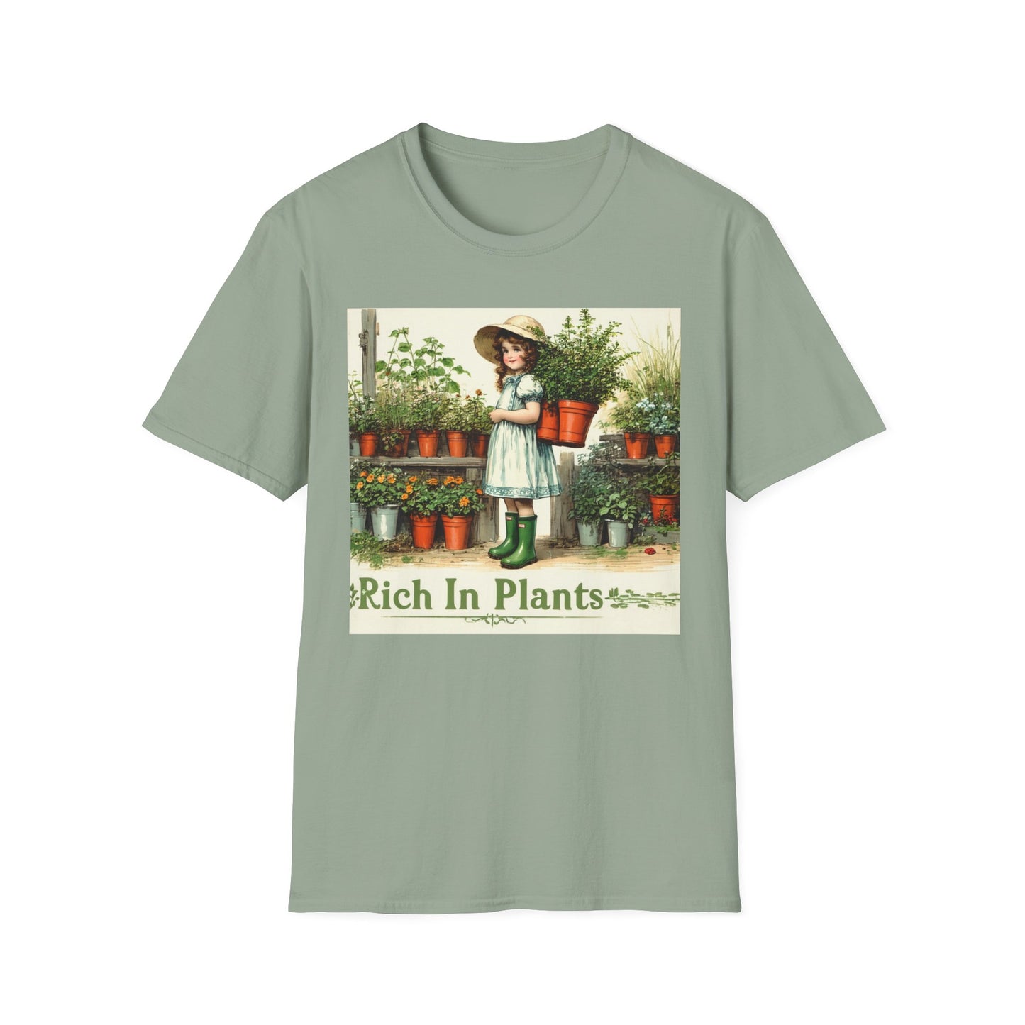 Vintage Garden T-Shirt, Rich in Plants Tee, Floral Apparel, Nature Lover Gift, Gardening Tee, Eco-Friendly Fashion