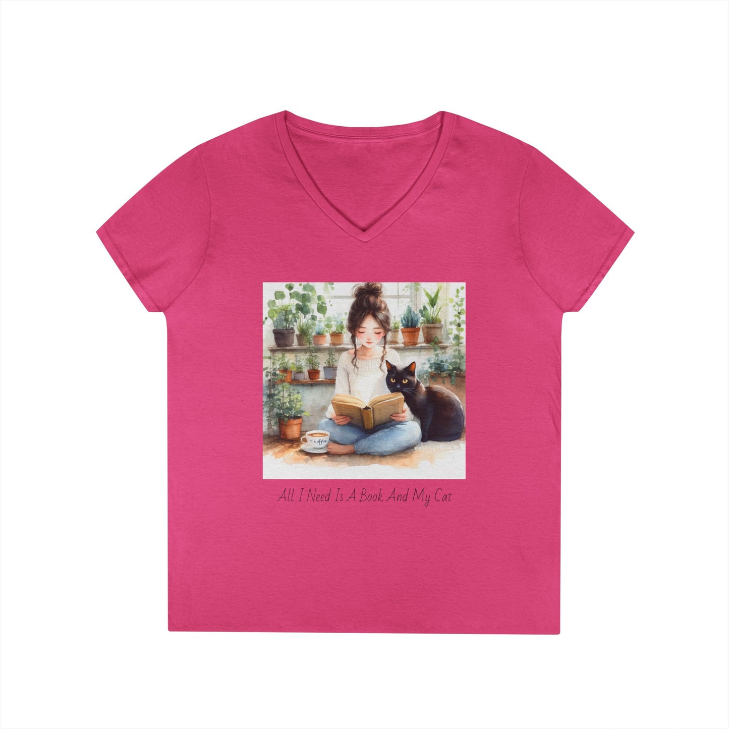 Cozy Reading T-Shirt. Book Lover Gift, Cat Mom Shirt, Relaxing Outfit, Plant Lover Top, Cute Graphic Tee