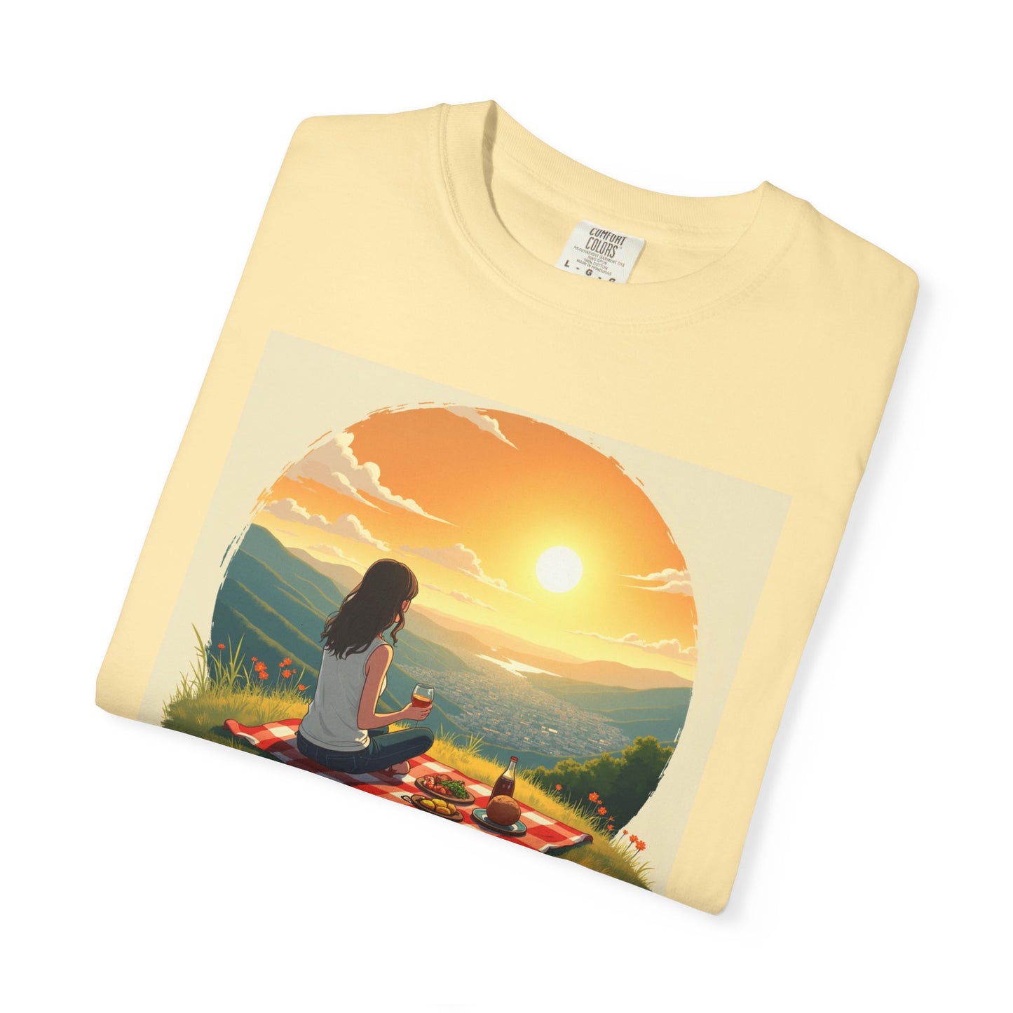 Sunset Meditation T-Shirt | Life is Short Enjoy More Tee, Unisex Cotton Shirt, Relaxation Apparel, Birthday Gift, Mindfulness Clothing
