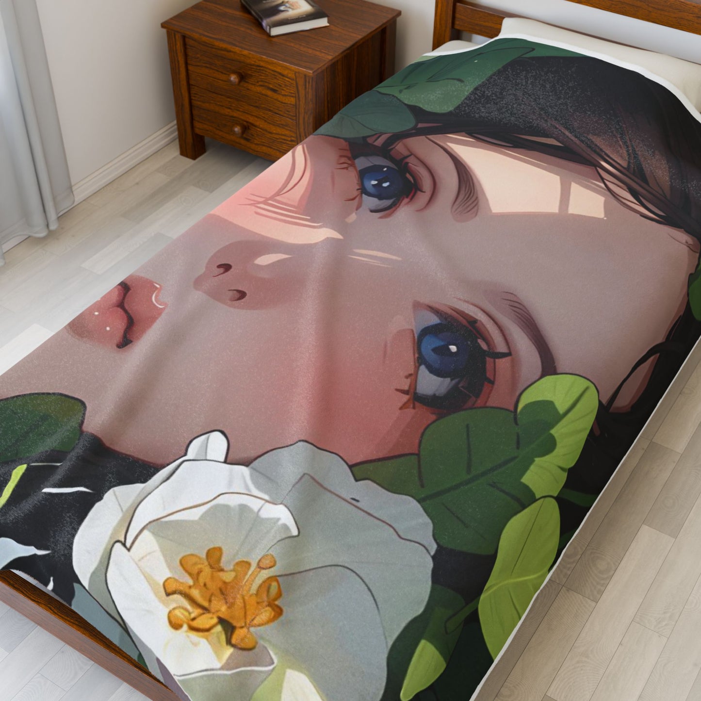 Cozy Velveteen Plush Blanket with Floral Design, Perfect for Home Decor, Gifts, Relaxation, and All Seasons